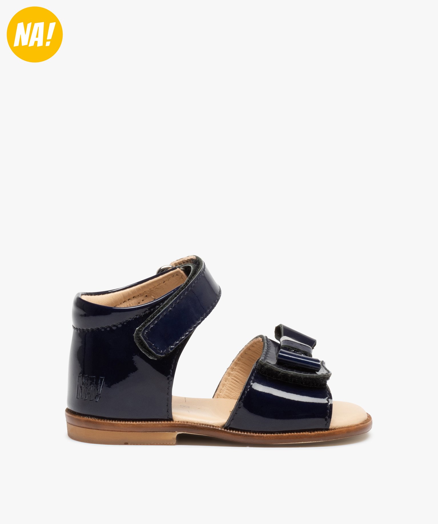 sandales premiers pas bebe fille vernies en cuir na bleu