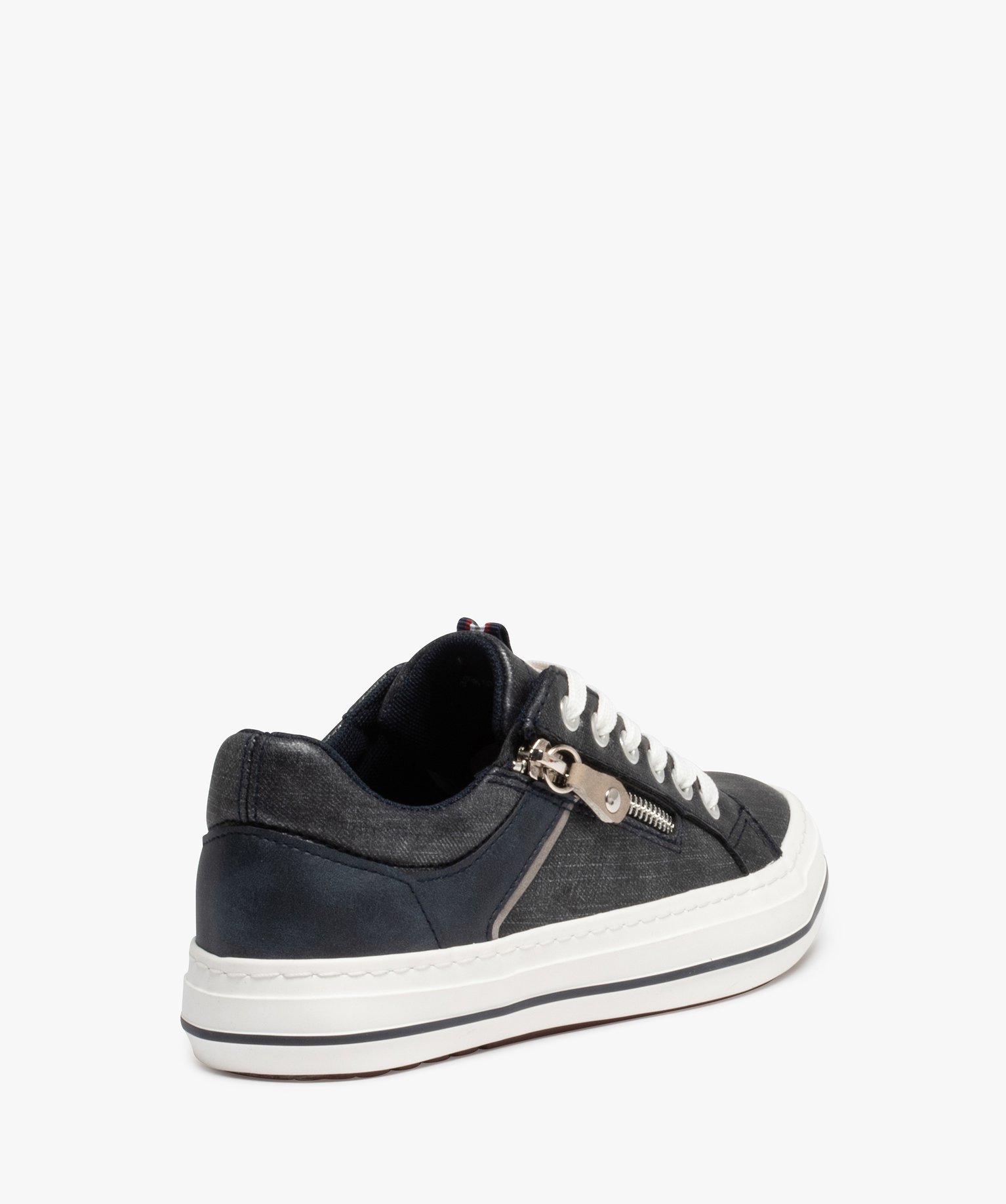 baskets femme esprit denim fermeture lacets et zip bleu baskets et tennis femme GEMO