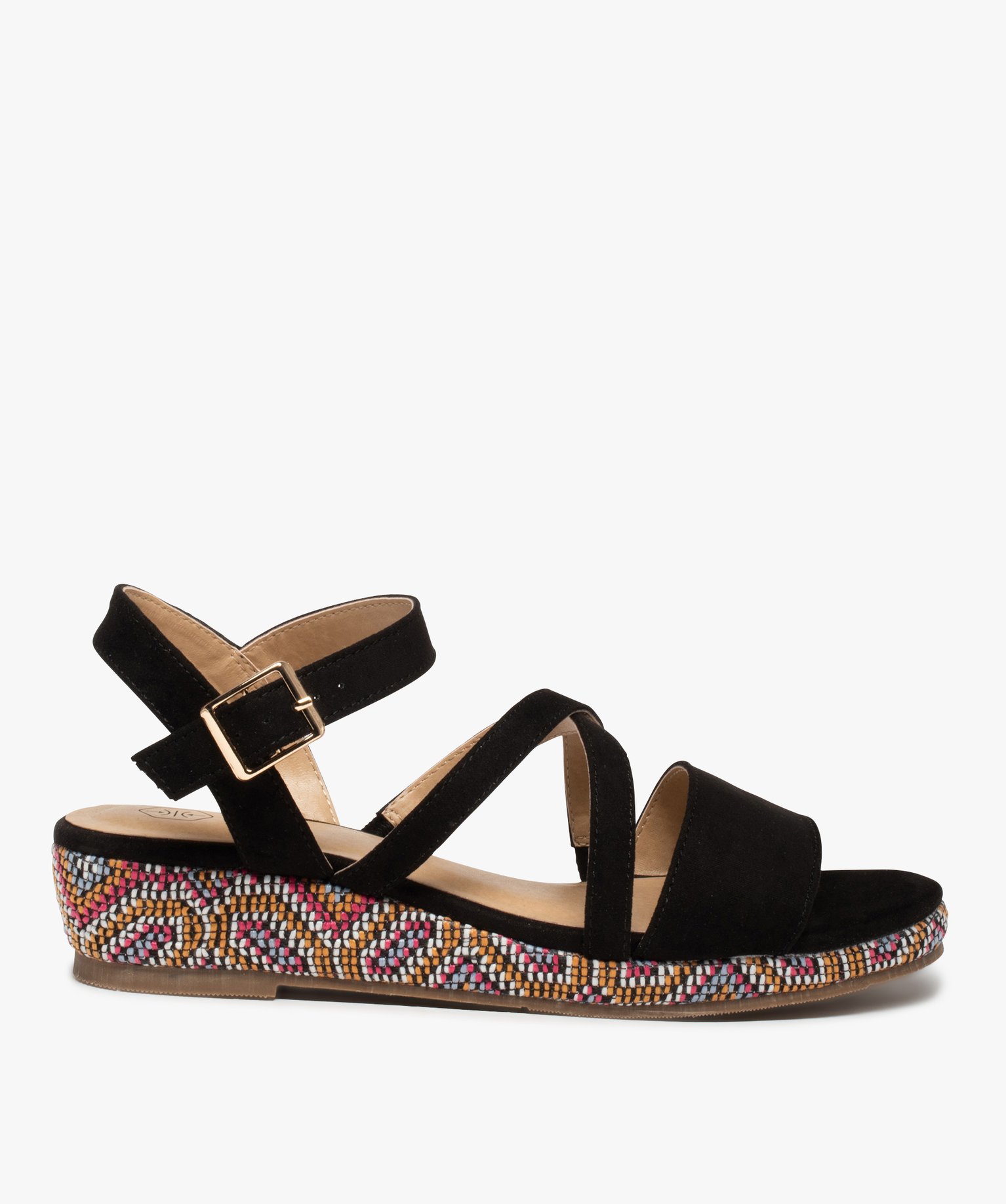 Sandales femme top compensées noires