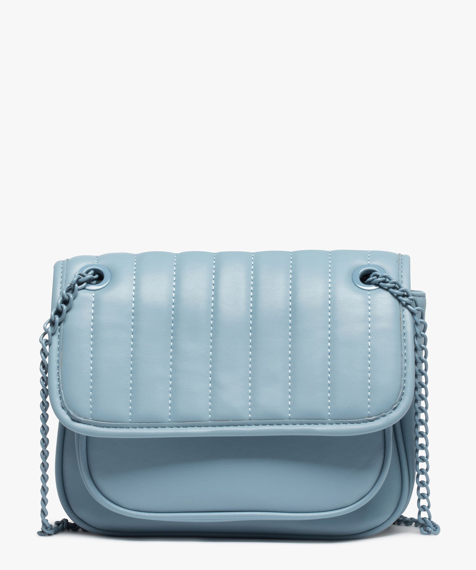 sac femme avec rabat matelasse et bandouliere chaine bleu sacs bandouliere