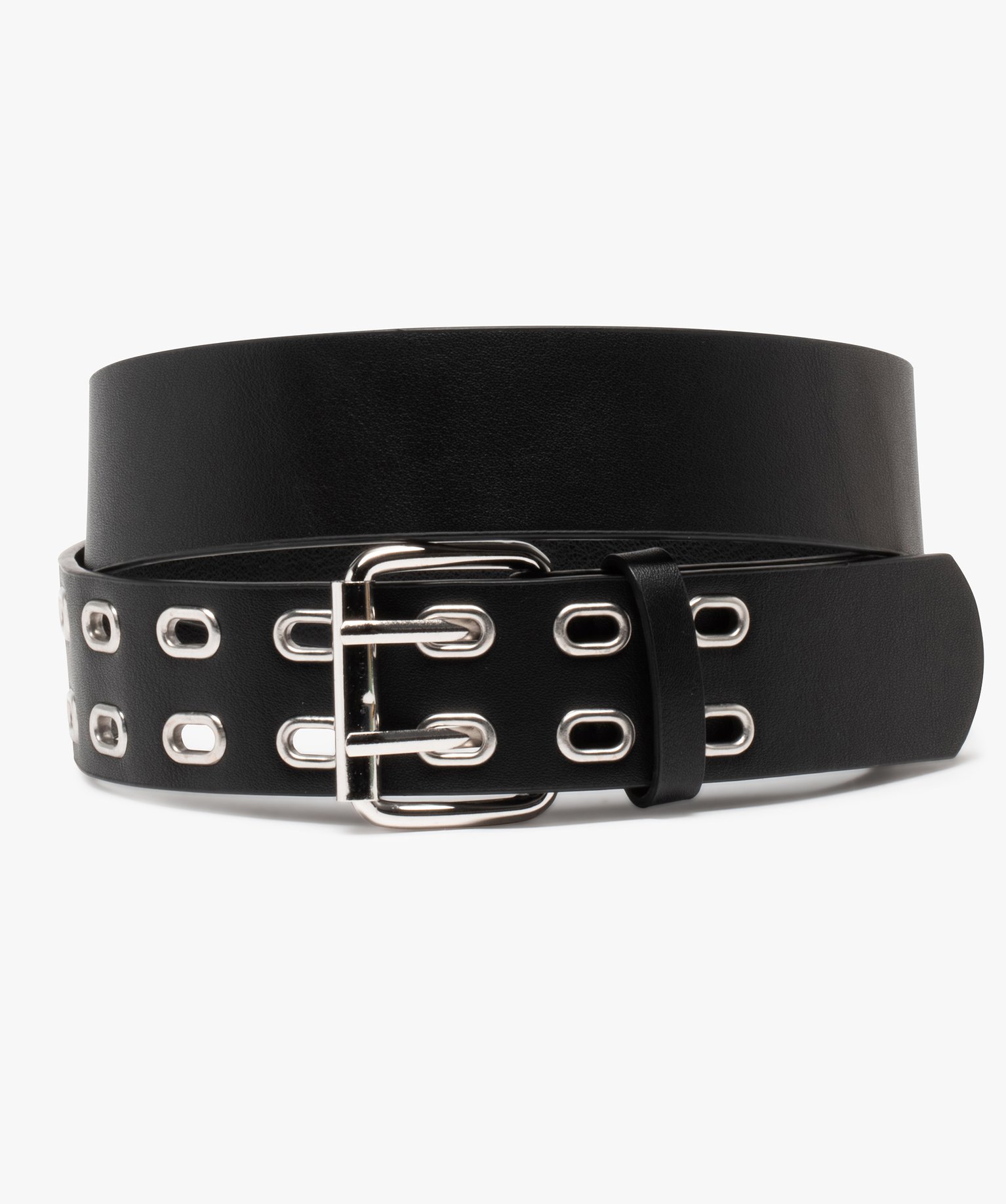 Ceinture enfant fille cuir PU, motifs cœurs - Ceinture rose, noire