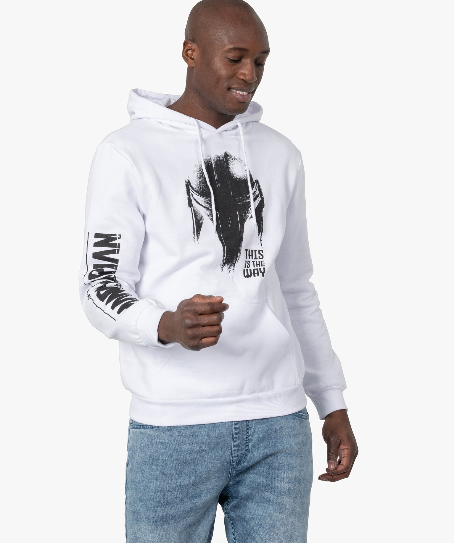 sweat homme a capuche avec motif monochrome - star wars blanc