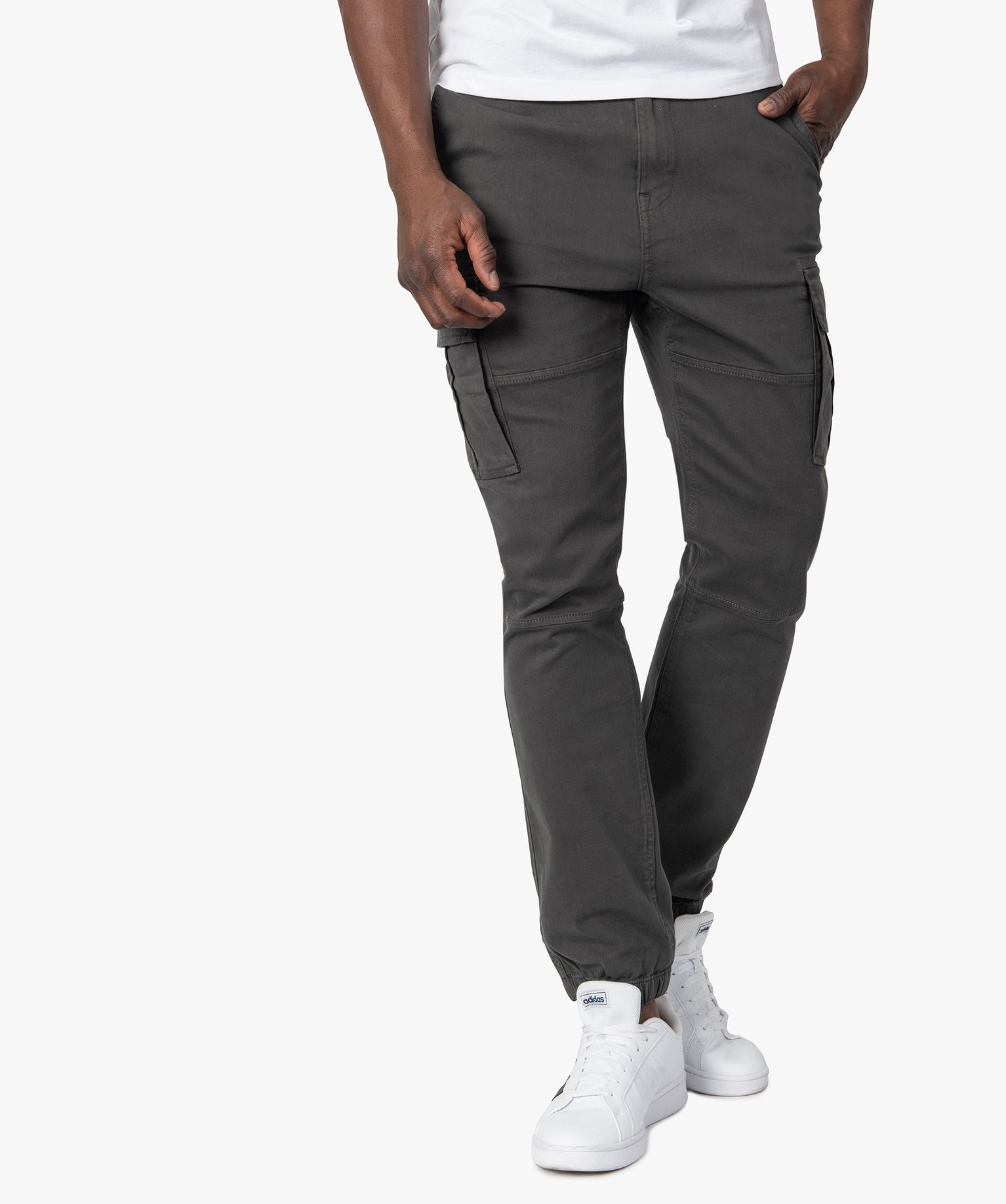 pantalon homme cargo coupe straight gris pantalons de costume