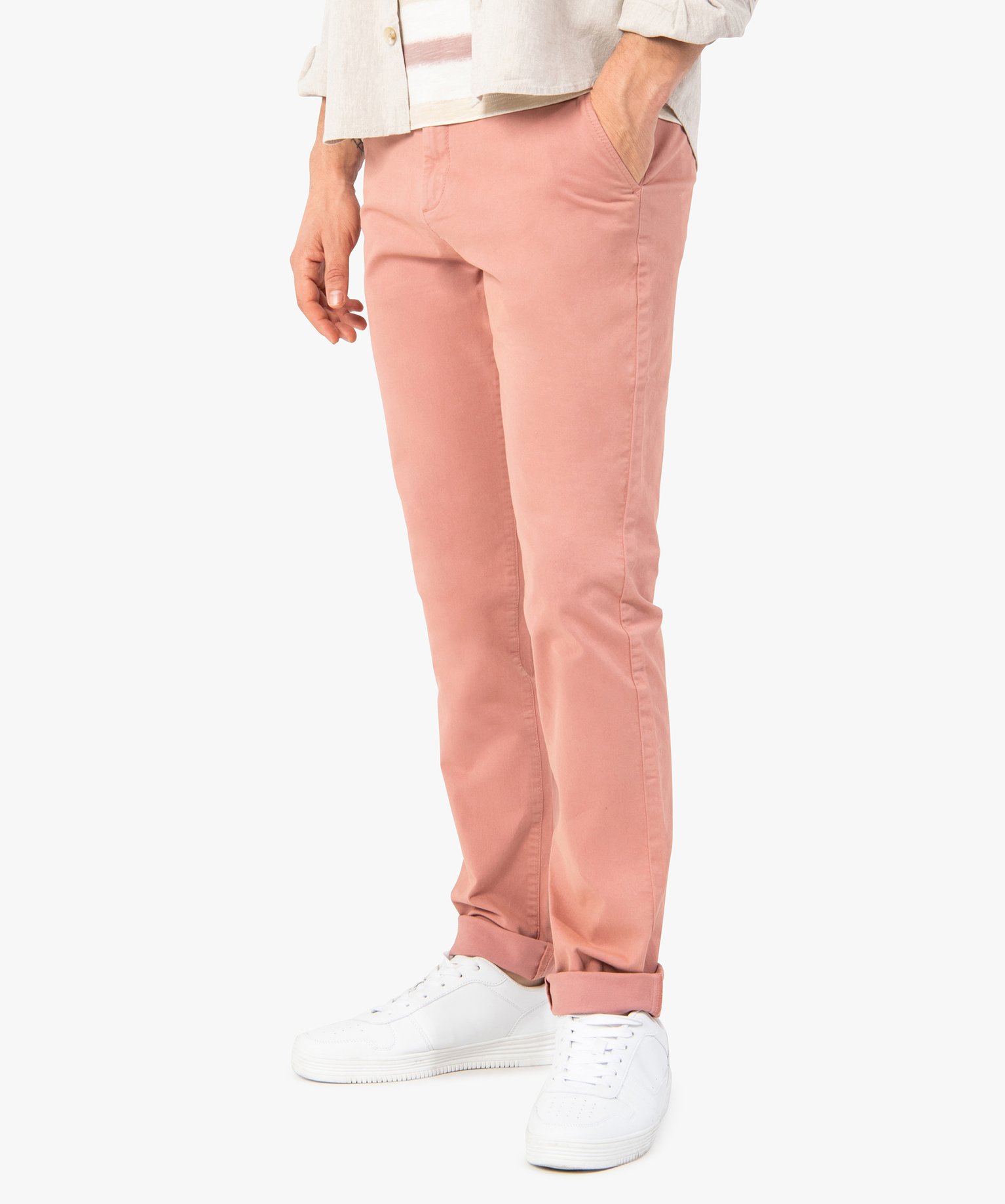 pantalon chino homme en coton stretch rose pantalons de costume