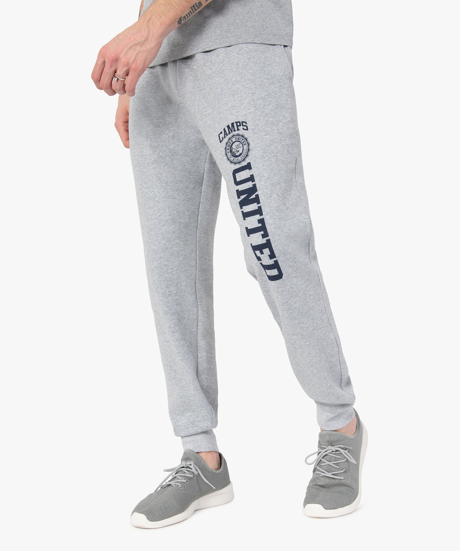 pantalon de jogging homme avec inscription - camps united gris