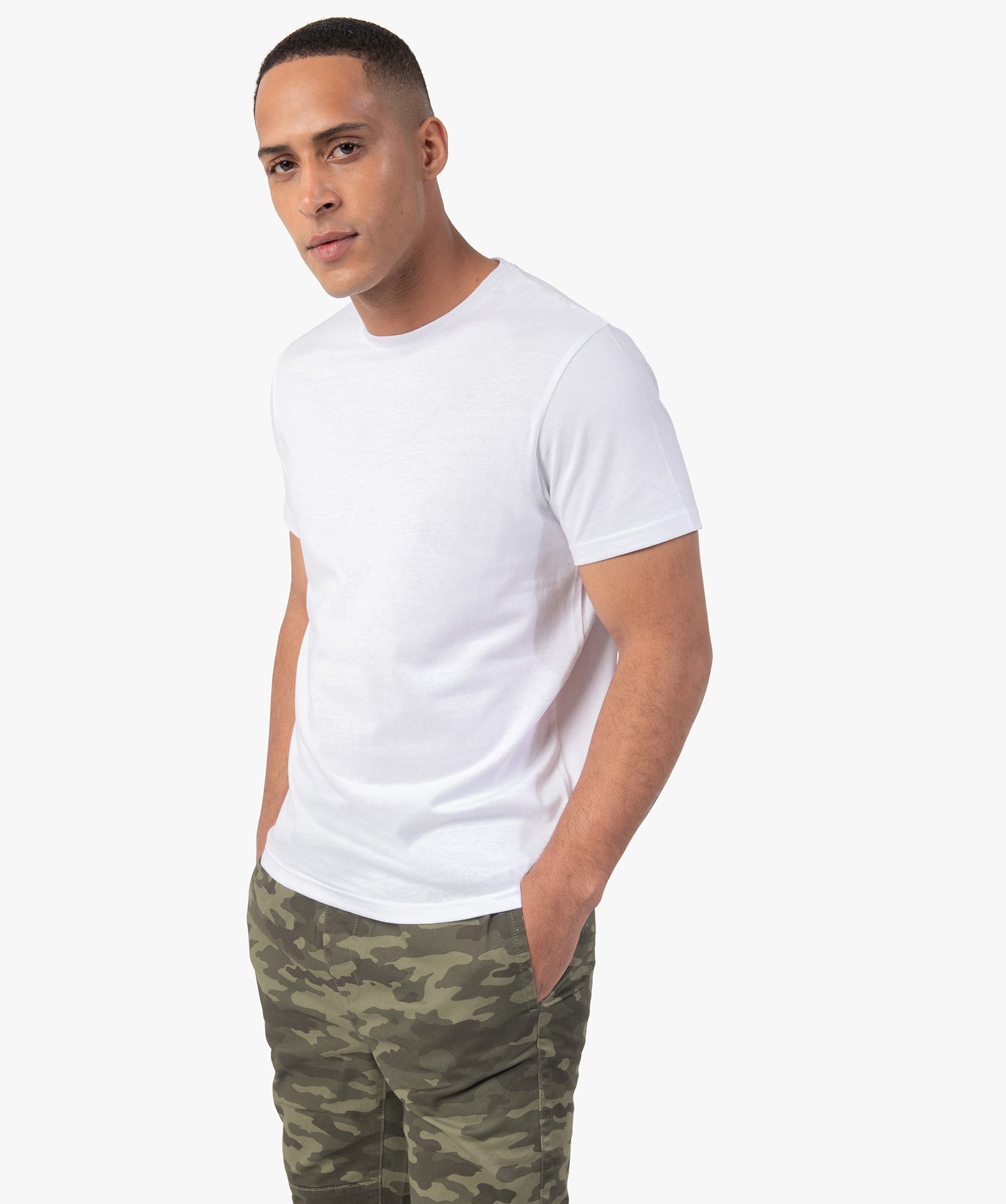 tee-shirt a manches courtes et col rond homme blanc tee-shirts