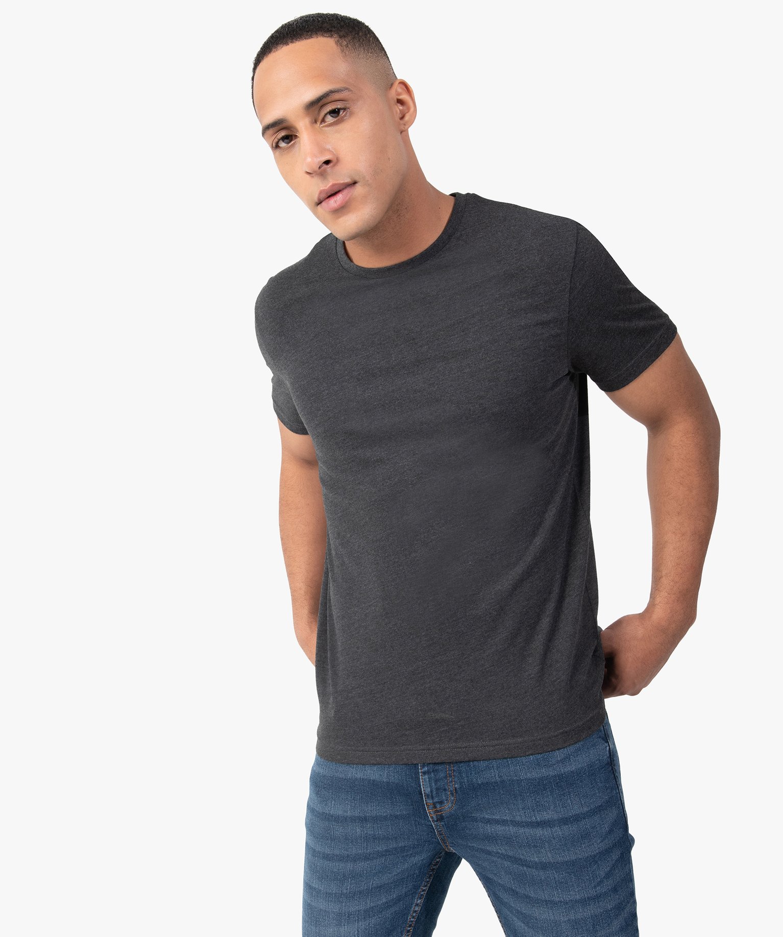 tee-shirt a manches courtes et col rond homme gris tee-shirts
