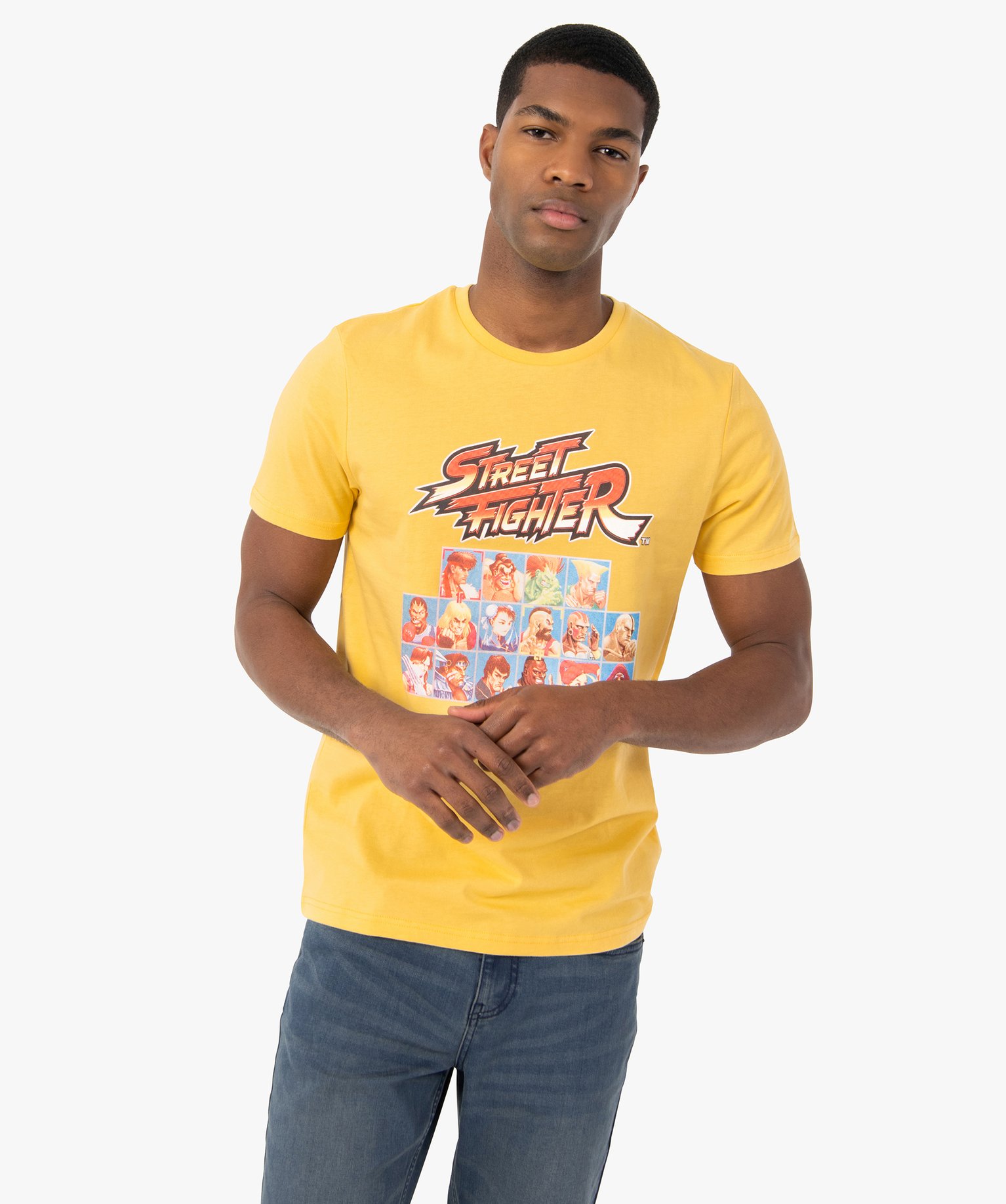 tee-shirt homme avec motif xxl - street fighter jaune tee-shirts