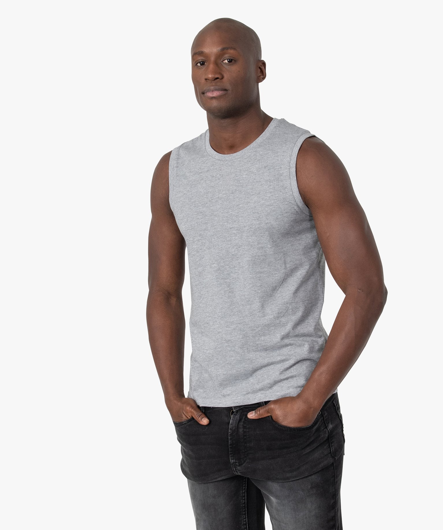 debardeur homme a col rond gris polos homme G MO