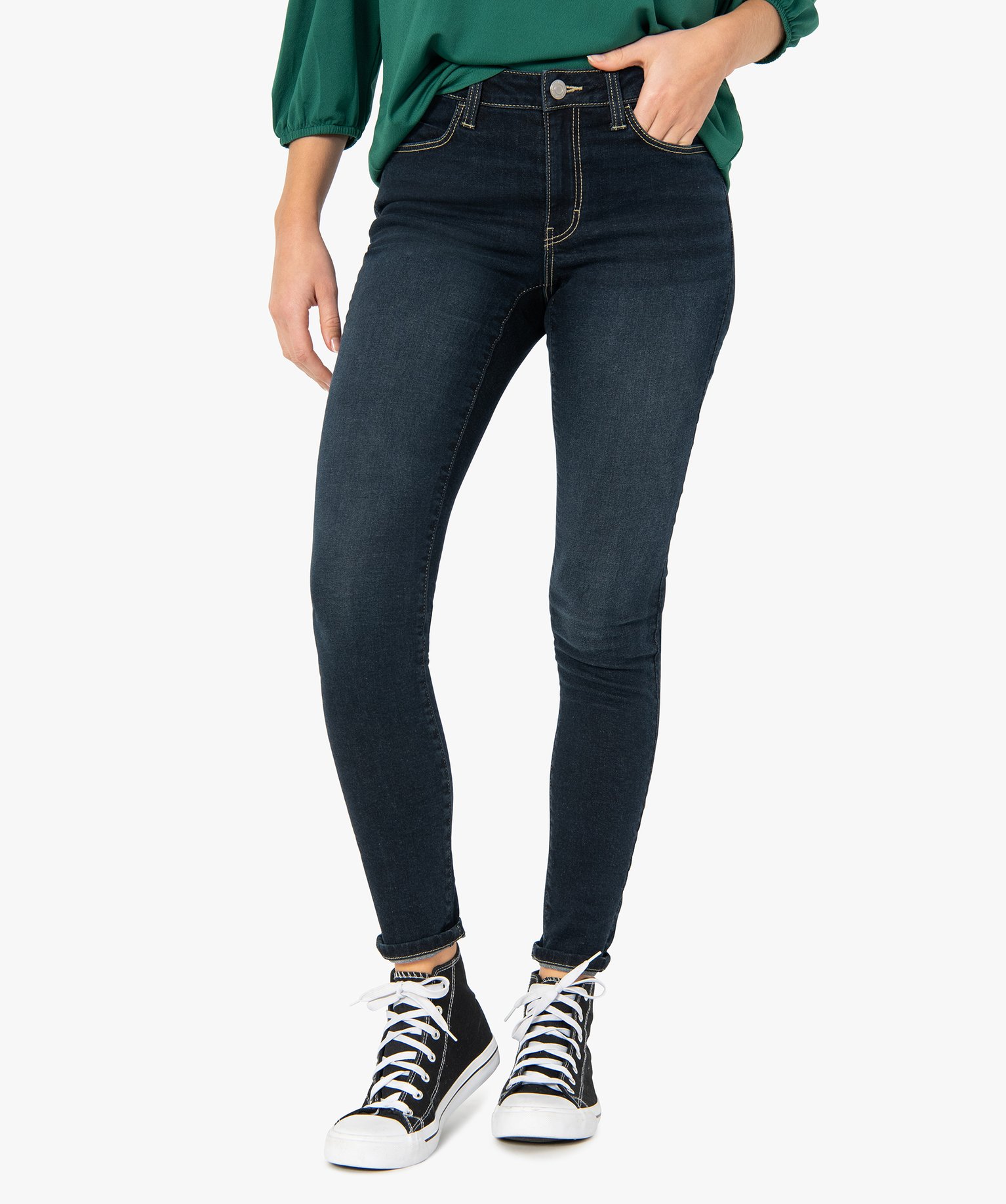 jean femme coupe skinny taille normale bleu