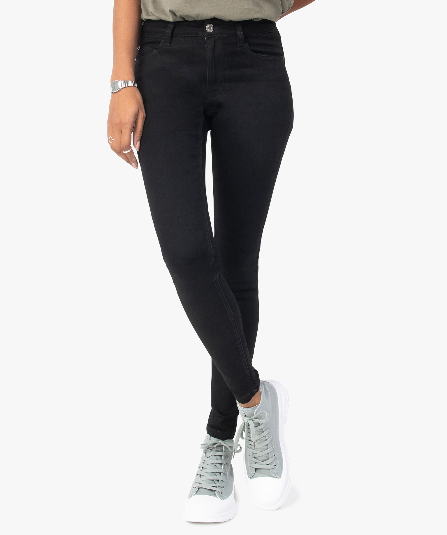 jean femme coupe skinny taille normale noir pantalons