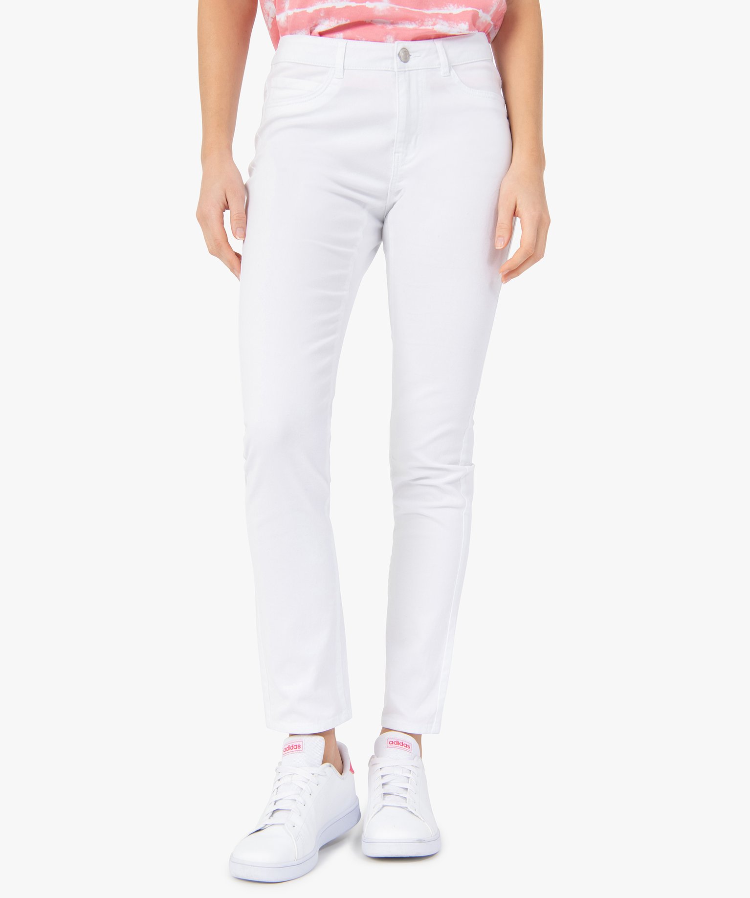 pantalon femme en toile denim coupe slim blanc pantalons