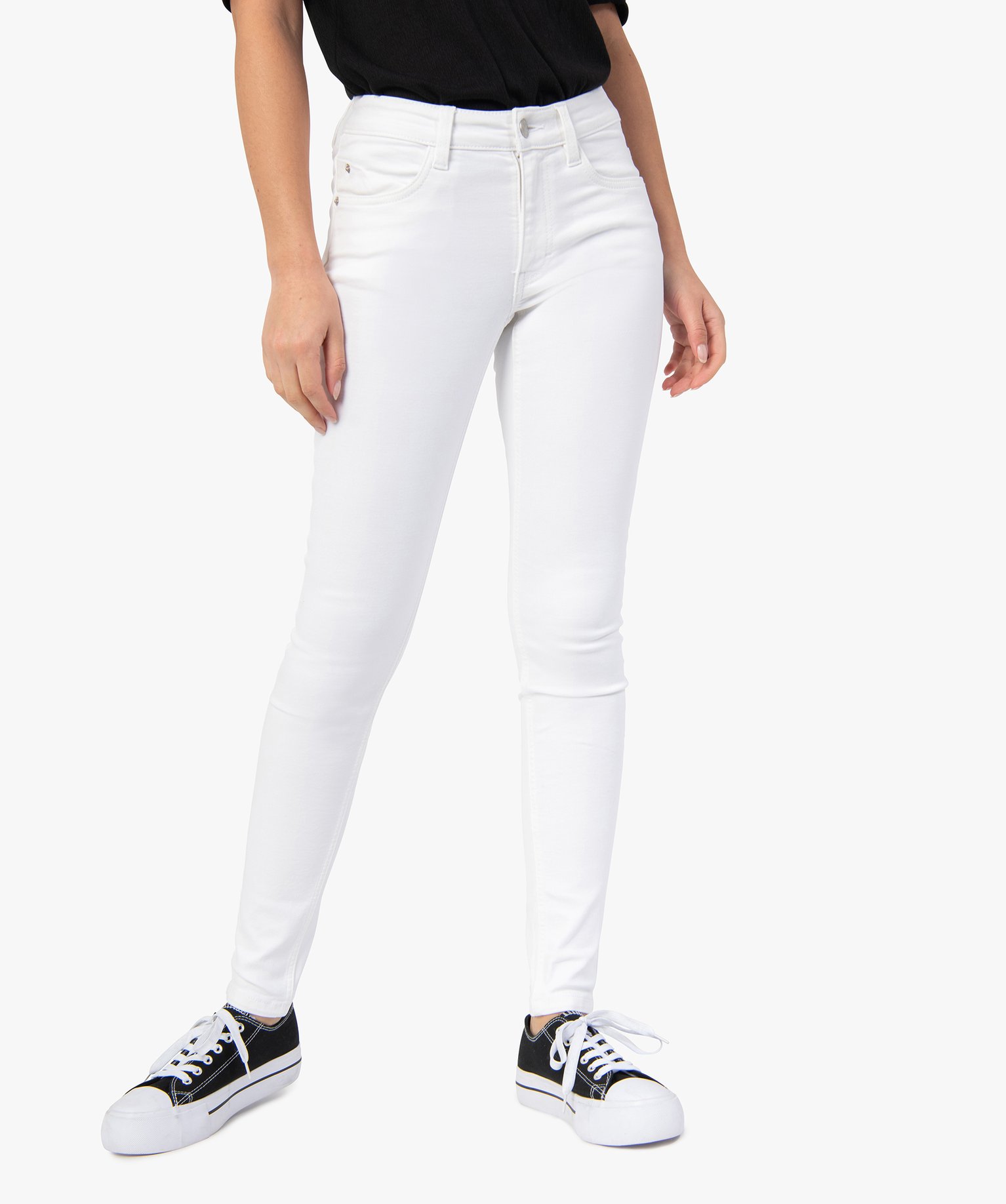 jean femme coupe skinny taille normale blanc pantalons