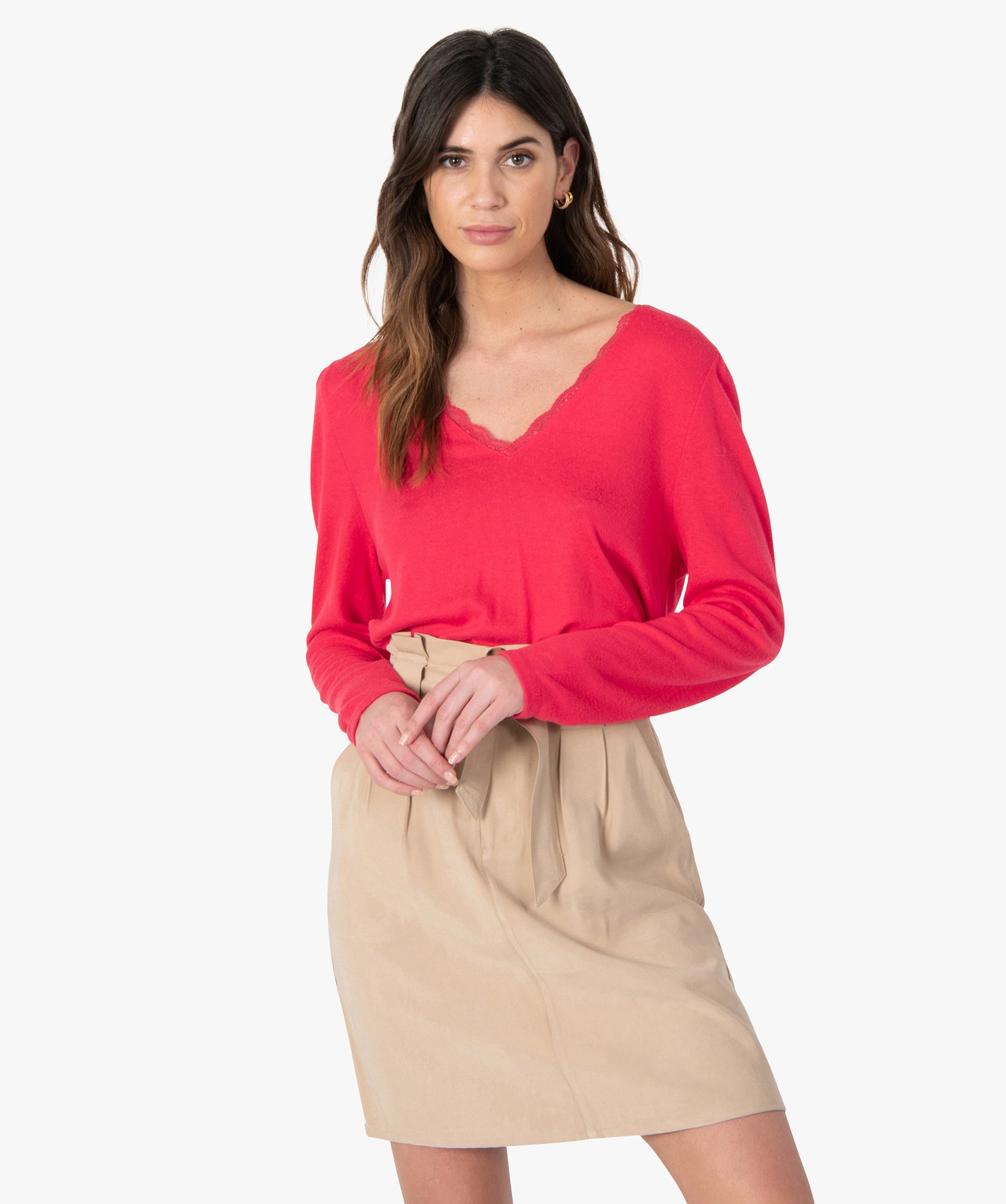 T shirt hotsell manche longue rose