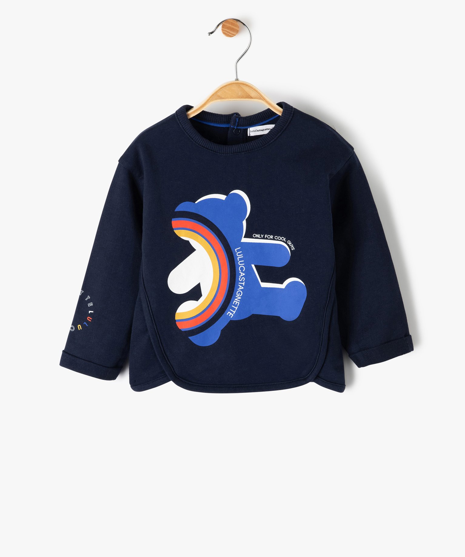tee-shirt bebe garcon imprime a decoupes originales - lulu castagnette bleu