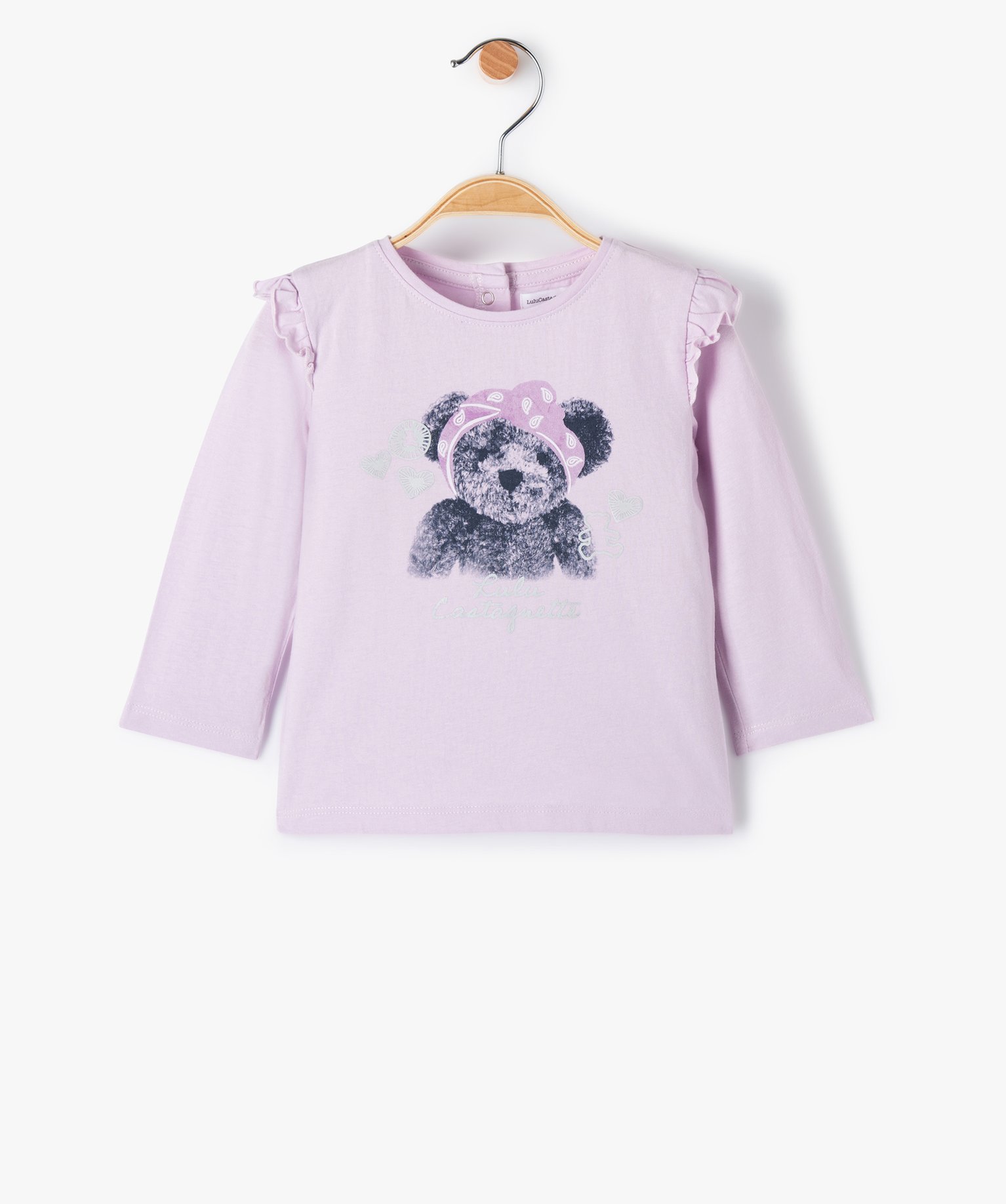 tee-shirt bebe fille a volants et details irises - lulu castagnette violet