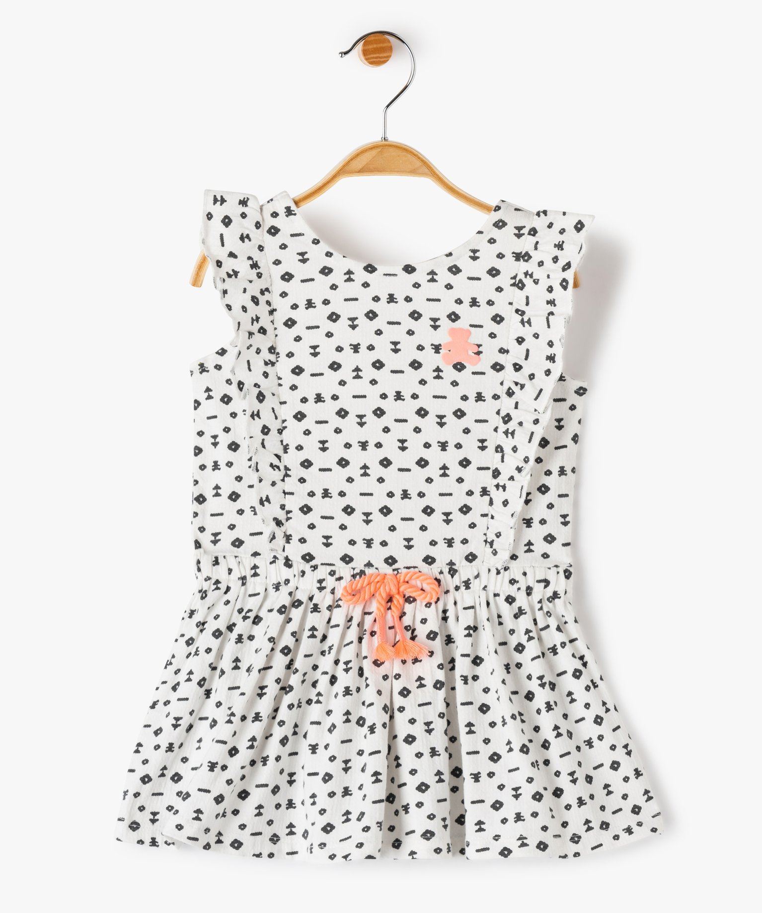 robe bebe fille imprimee avec volants lulucastagnette beige