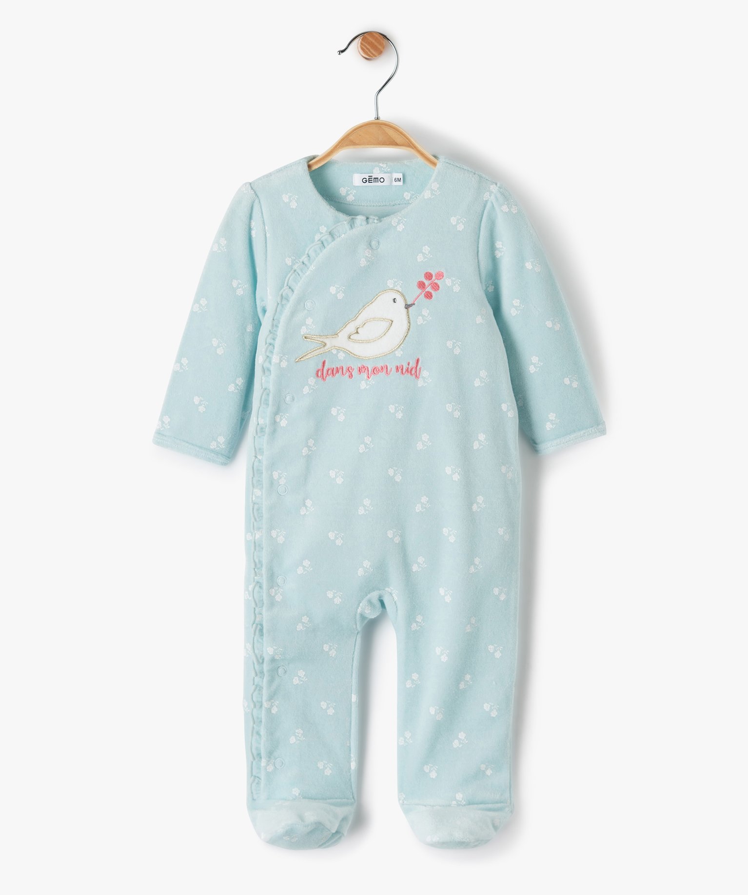 pyjama bebe fille en velours avec fermeture devant bleu pyjamas et dors  bien promos