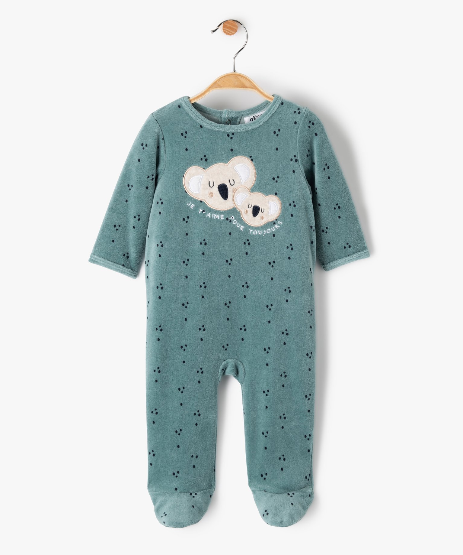 Pyjama bébé garçon en velours à motif koala