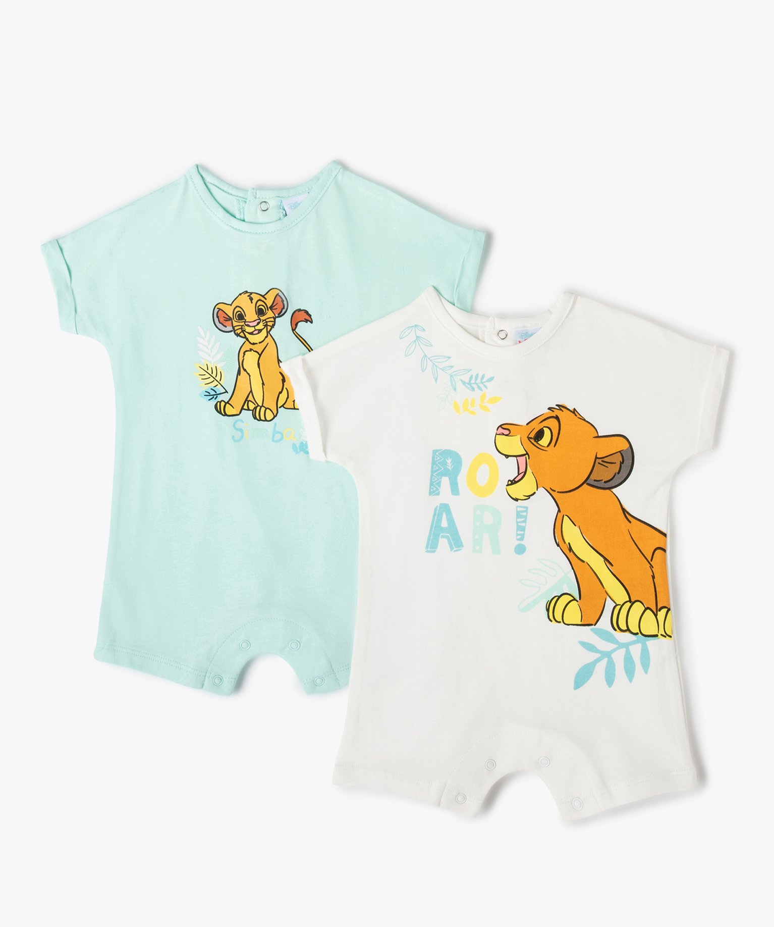 combishort bebe garcon sans manches le roi lion - disney (lot de 2) beige