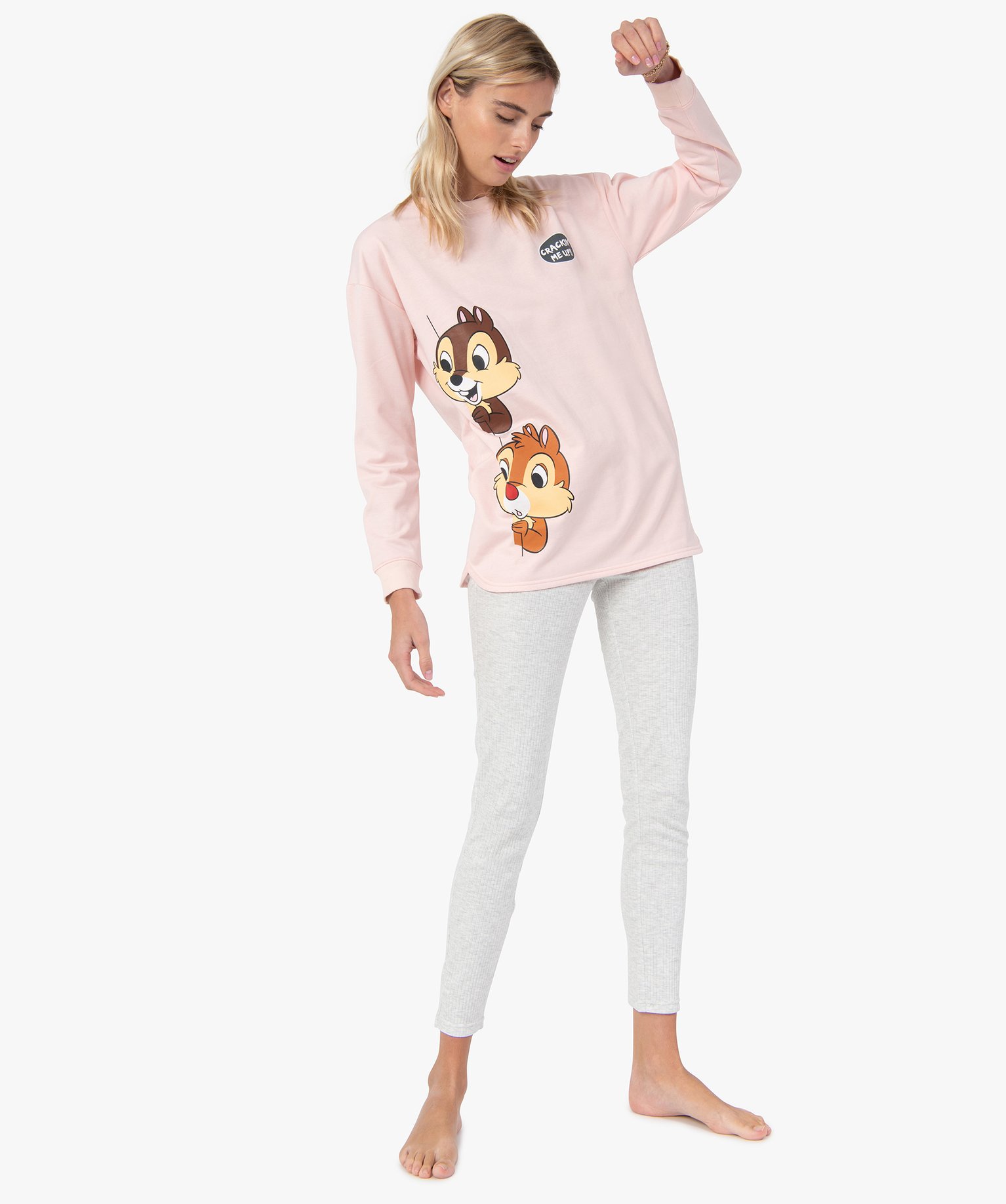 pyjama femme bicolore avec motif disney rose pyjamas ensembles