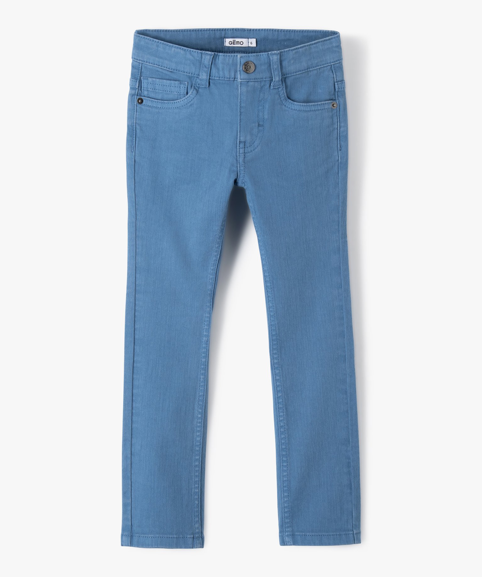pantalon garcon uni coupe slim extensible bleu pantalons