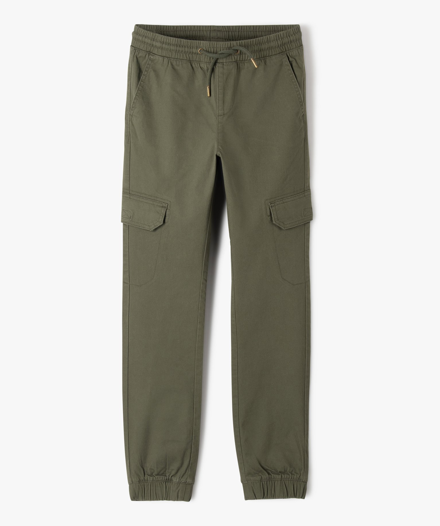 pantalon garcon en toile unie coupe jogger vert pantalons
