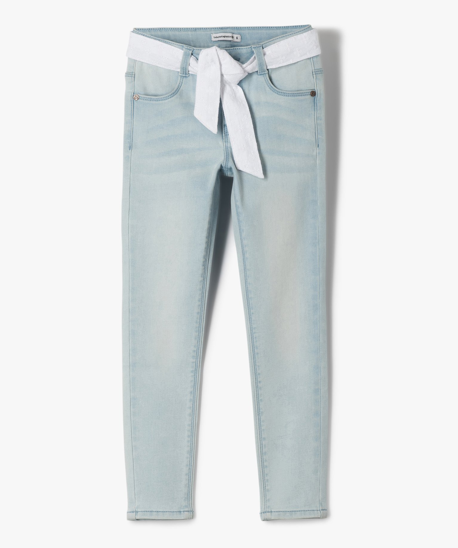 jean fille delave coupe skinny - lulu castagnette bleu jeans