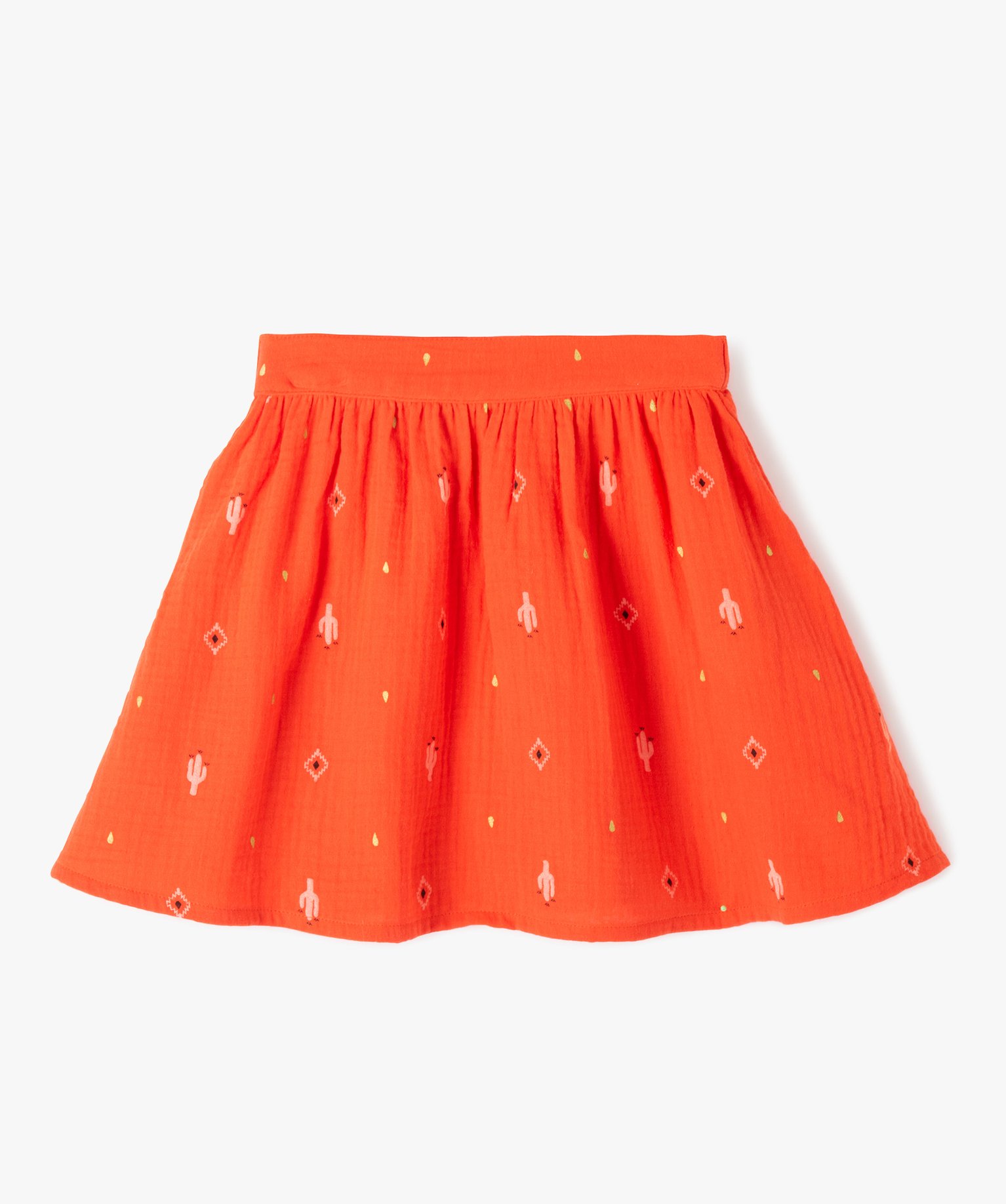 jupe fille en double gaze de coton a motifs azteques orange robes et jupes fille GEMO