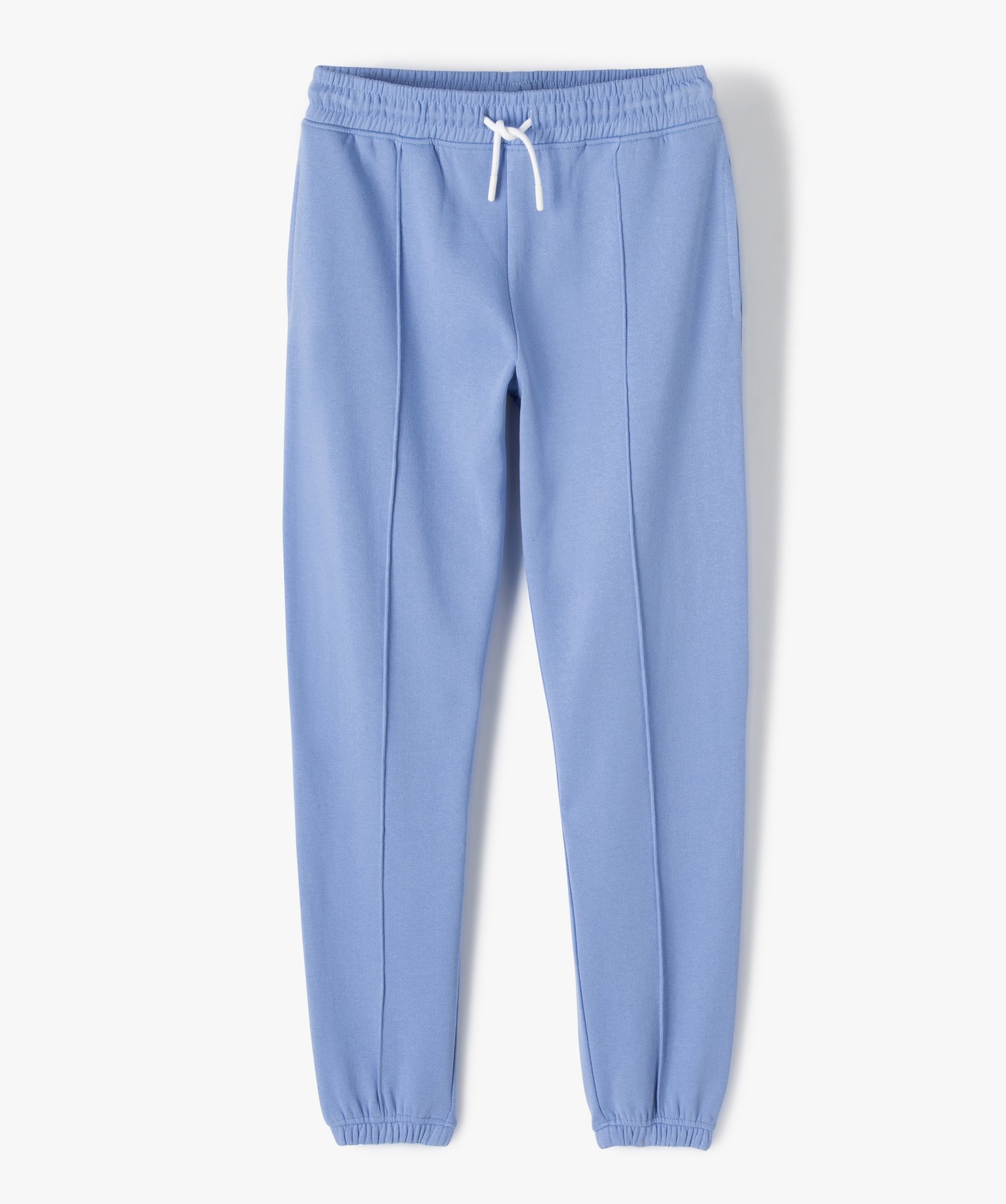pantalon de jogging fille molletonne a couture avant bleu pantalons
