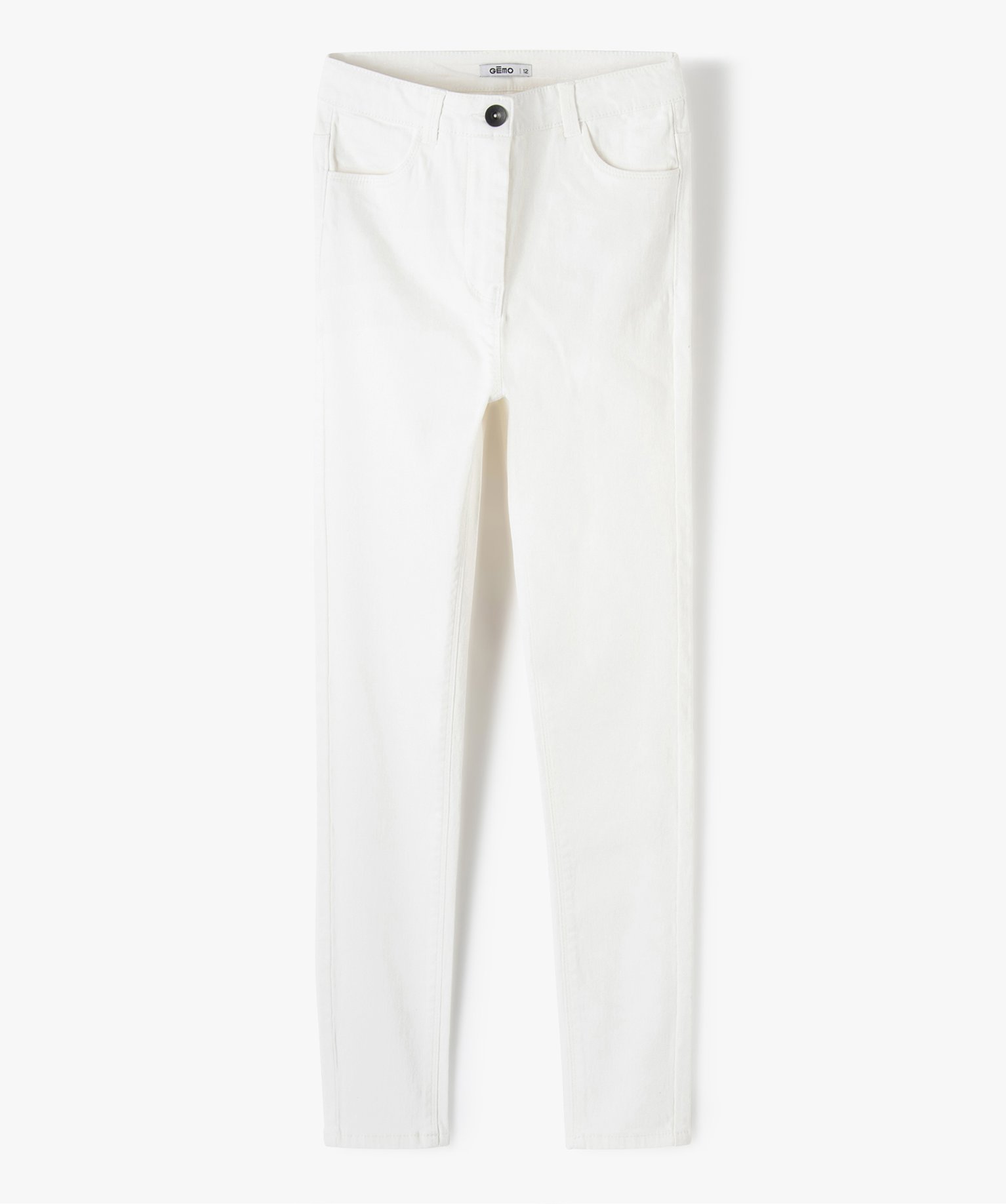 jean fille coupe ultra skinny taille haute blanc jeans fille G MO