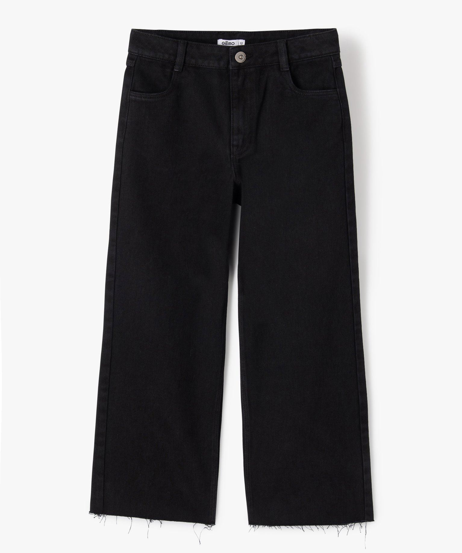 Jean Baggy Fille Avec Broderie Papillon - Taille Élastique, Coupe Large, Denim, Âge 3-14 Ans