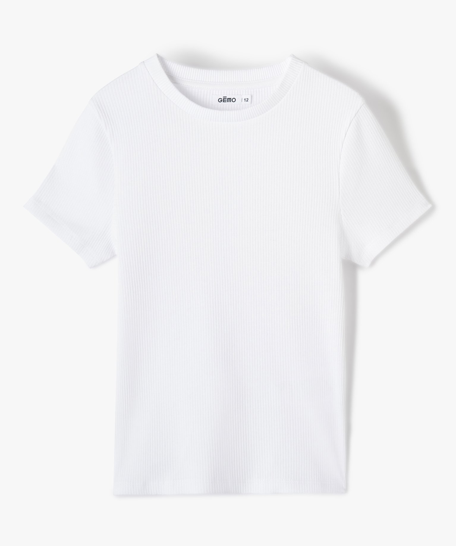 tee-shirt fille en maille cotelee a manches courtes blanc tee-shirts