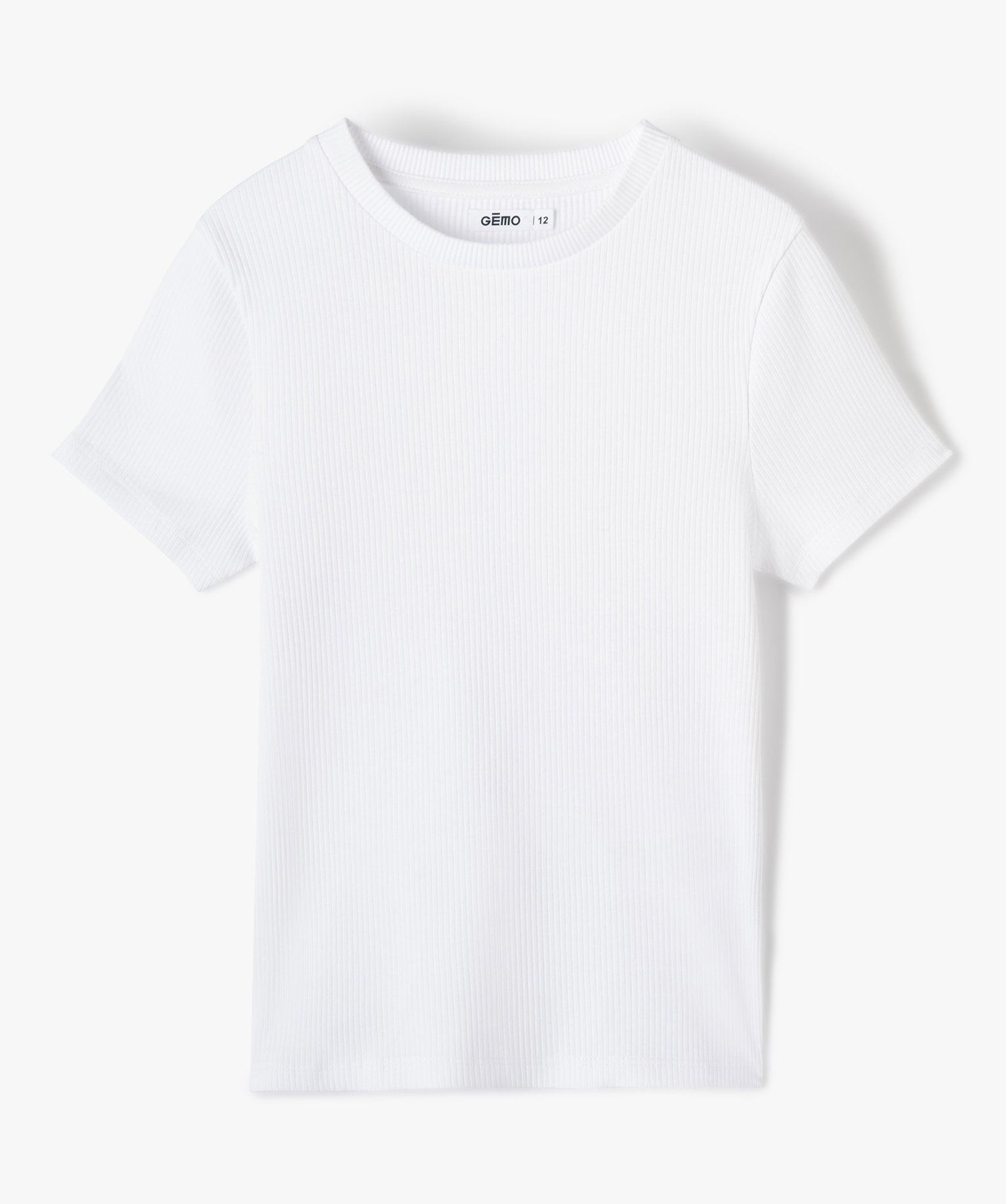 tee-shirt a manches courtes en maille cotelee fille blanc standard tee-shirts