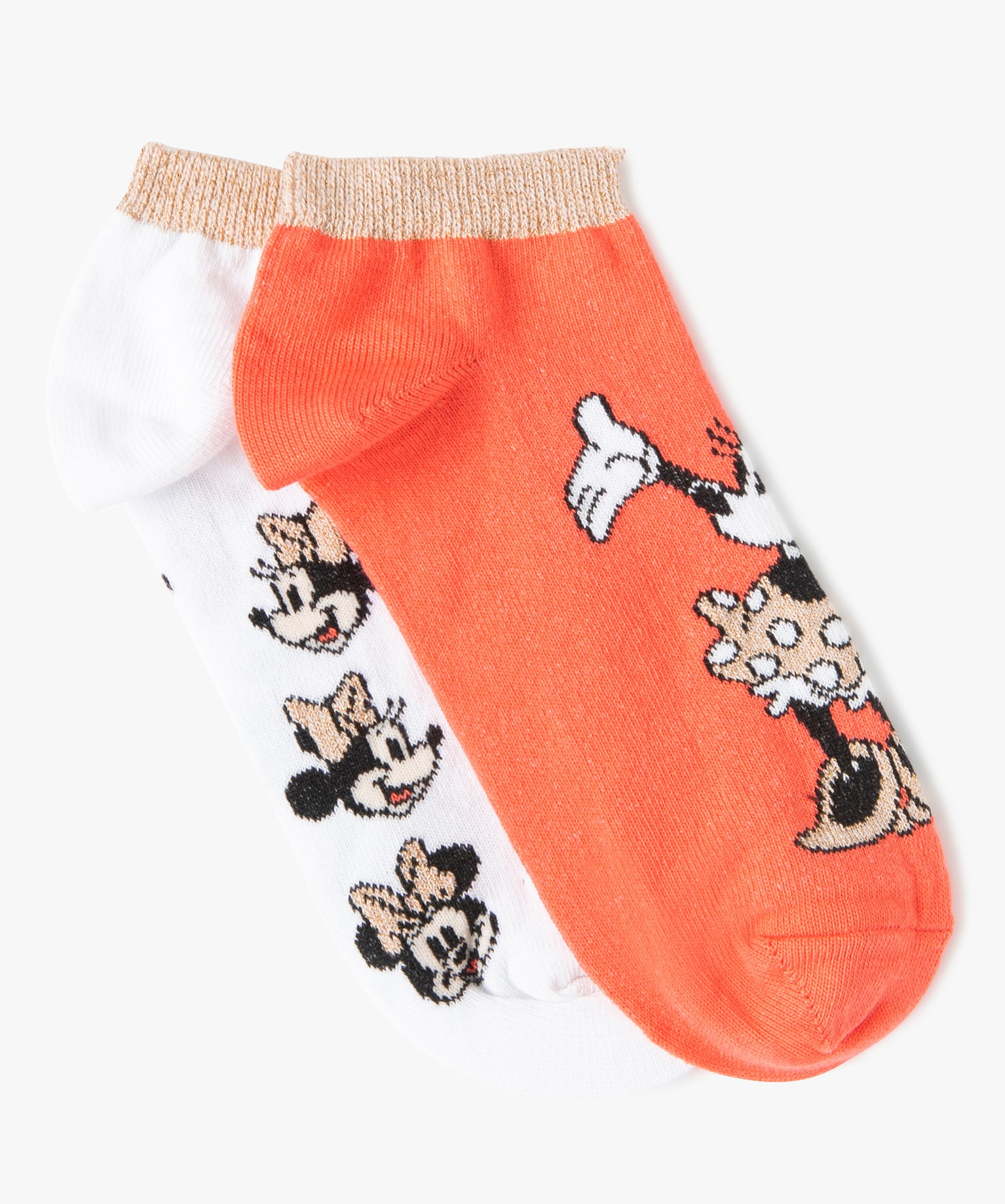 socquettes femme avec motifs minnie (lot de 2) - disney rouge chaussettes