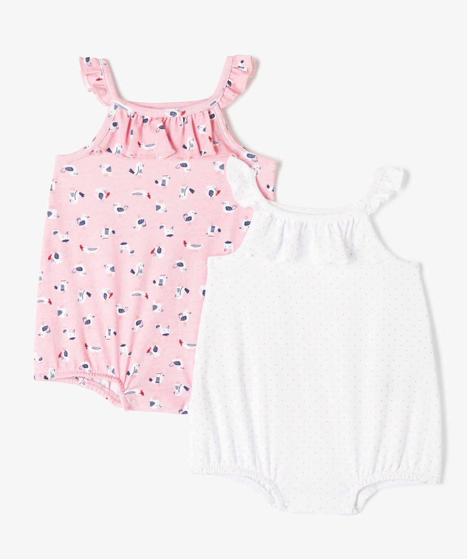 combishort bebe fille avec petit volant (lot de 2) no gaspi rose