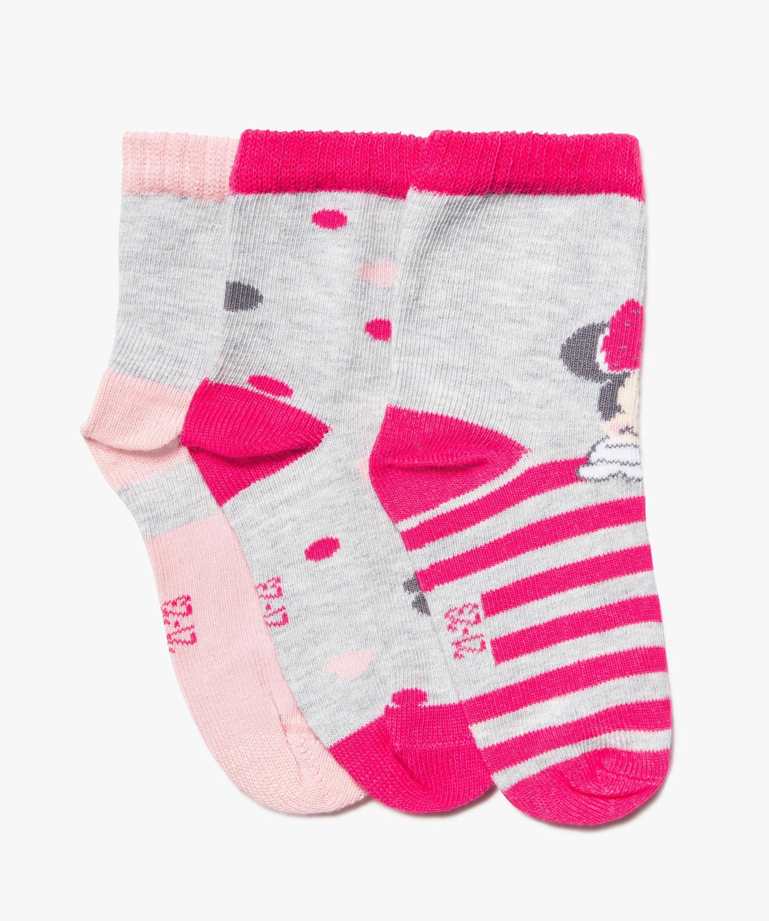 chaussettes bebe fille tige haute imprimees minnie disney lot