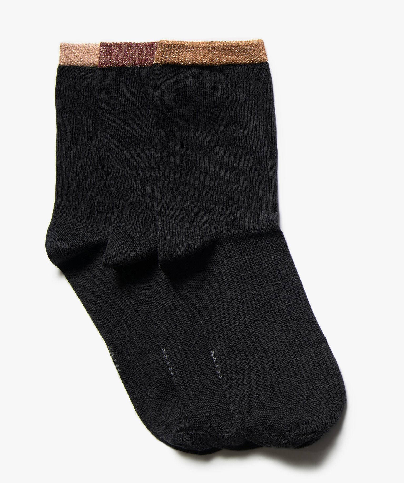 chaussettes femme details pailletes (lot de 3 paires) noir chaussettes