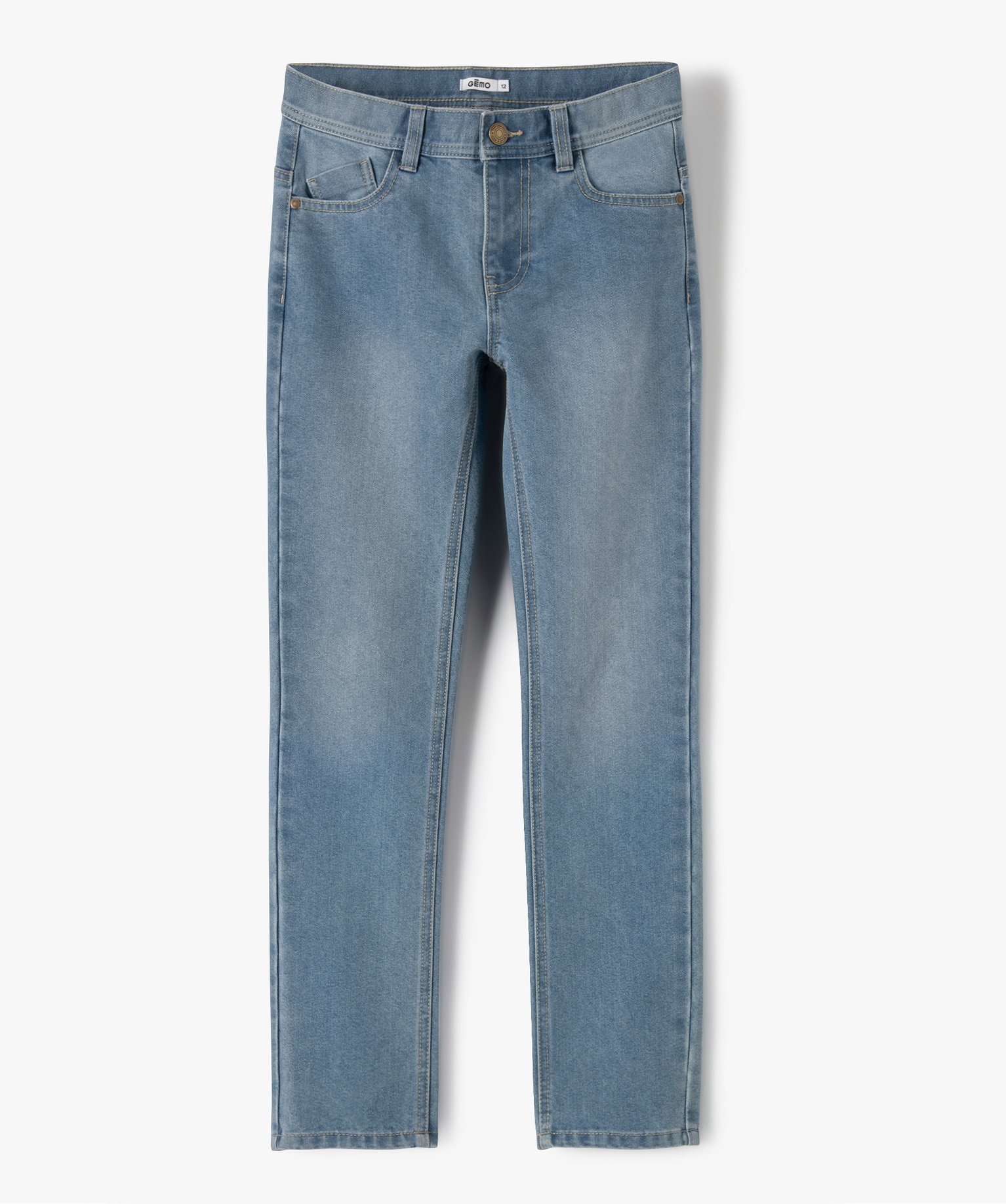 jean garcon coupe regular taille ajustable bleu jeans