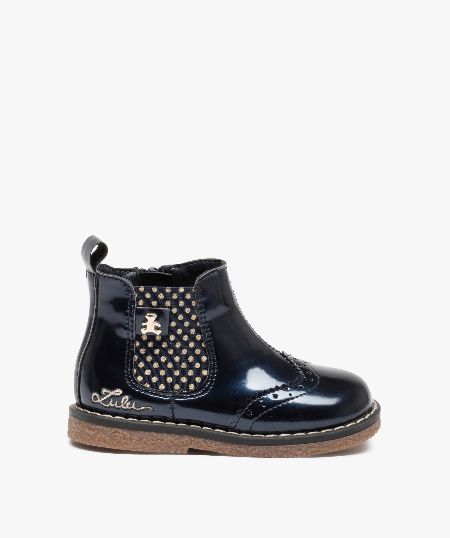boots bebe fille style chelsea vernies - lulucastagnette bleu bottes et chaussures montantes