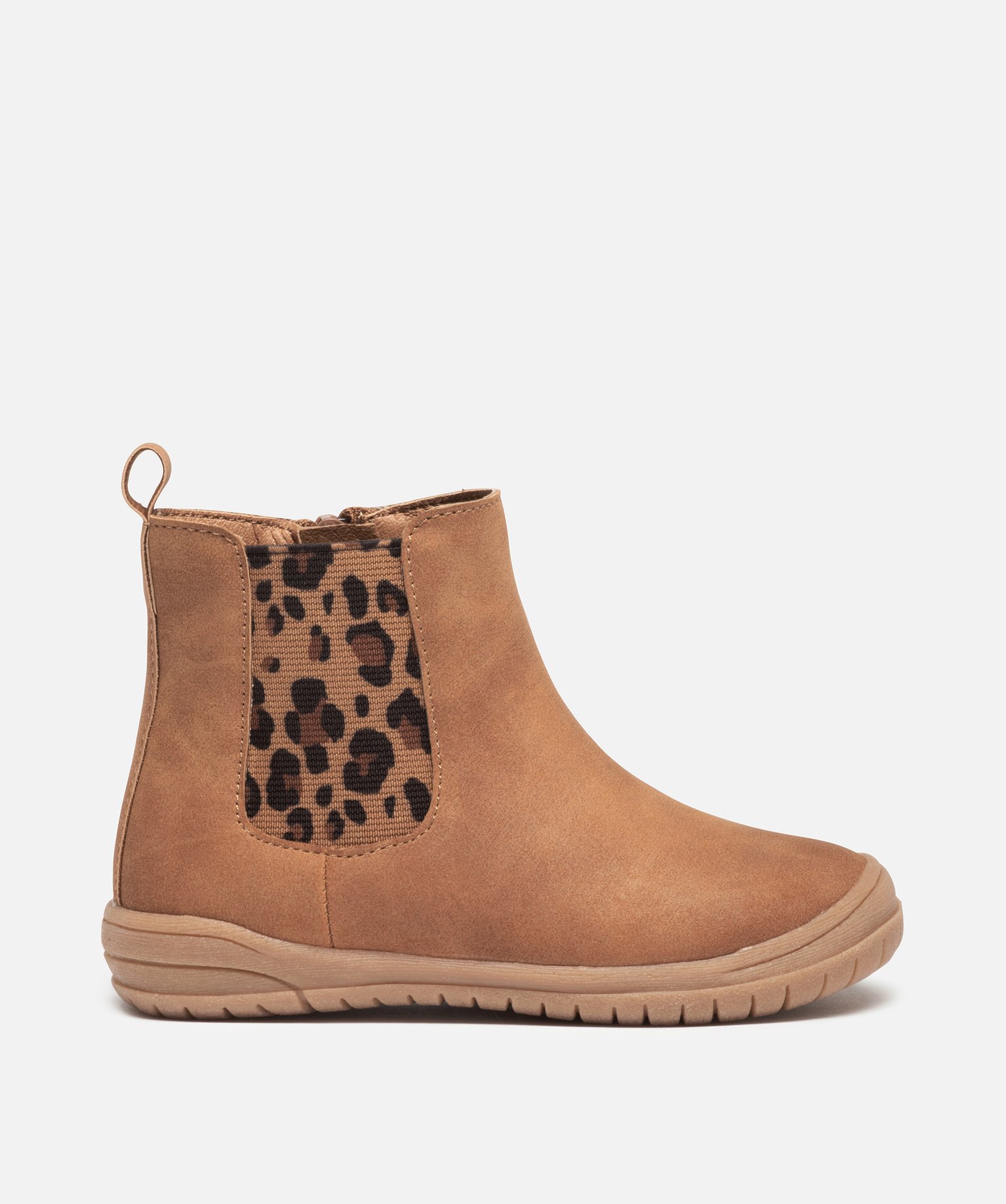 boots fille style chelsea details imitation leopard orange