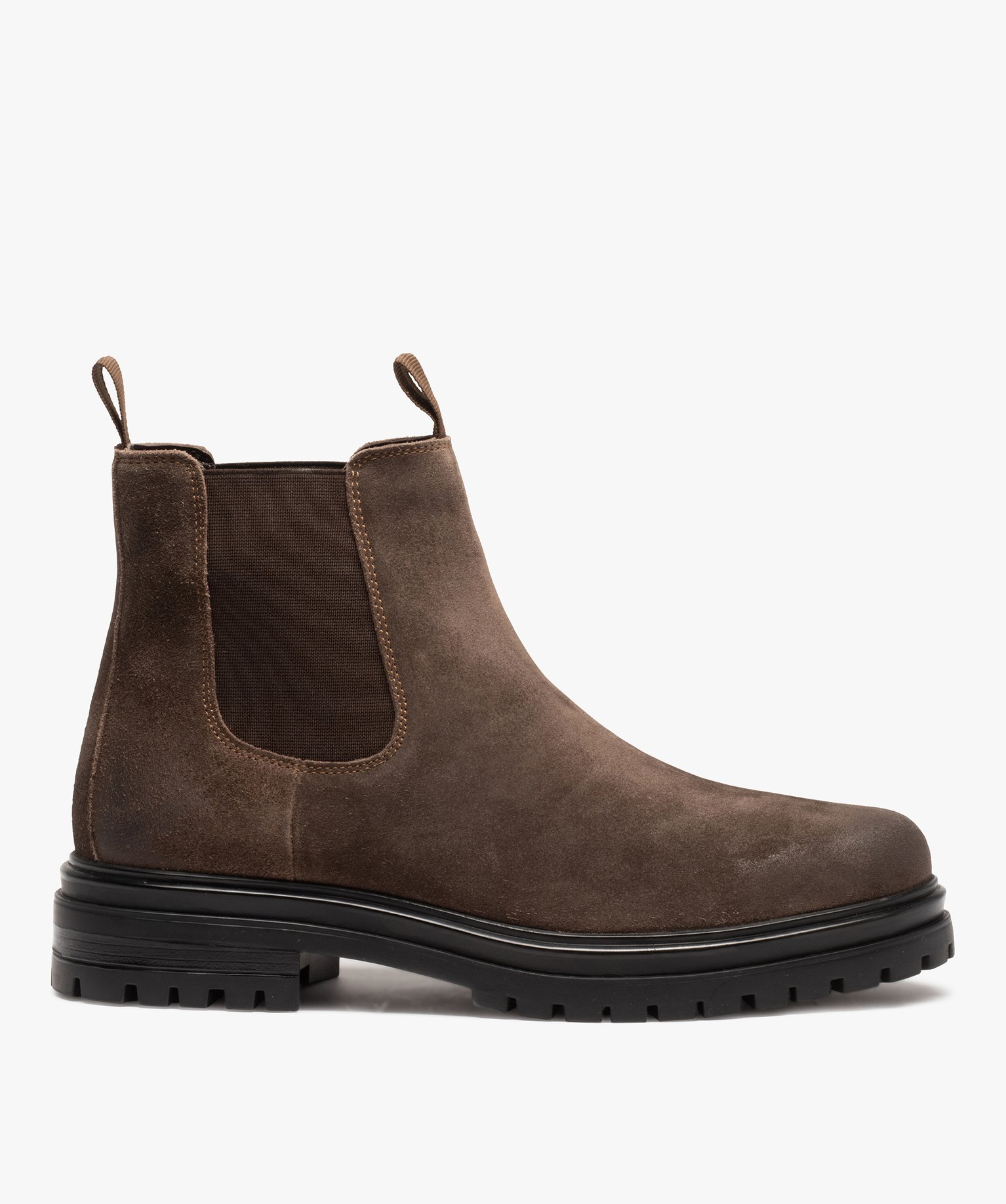 boots homme crantees style chelsea dessus cuir - taneo brun