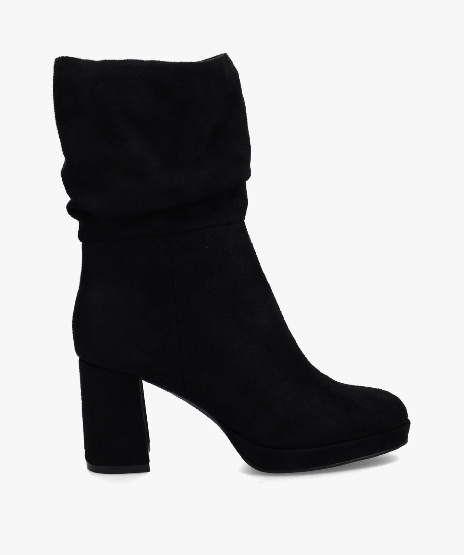 bottines femme a talon carre dessus suedine unie noir standard bottines et boots femme GEMO