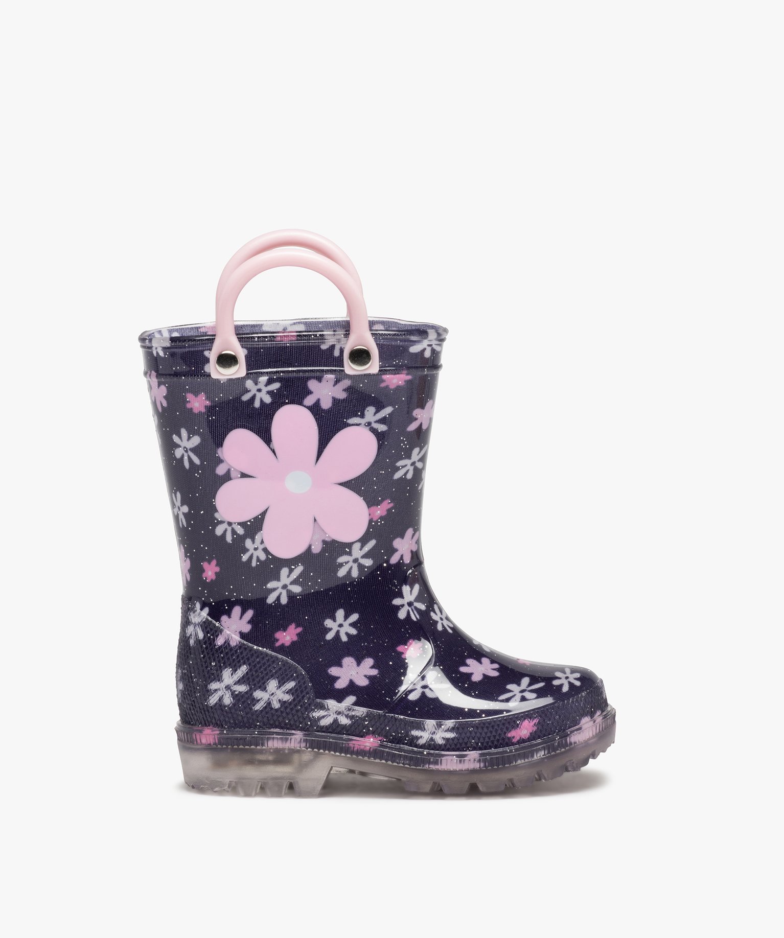 Bottes de pluie violettes à imprimé fleuri, Fille