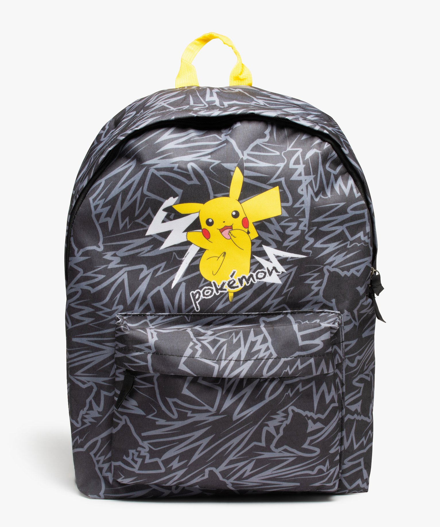 sac a dos garcon imprime pikachu - pokemon gris