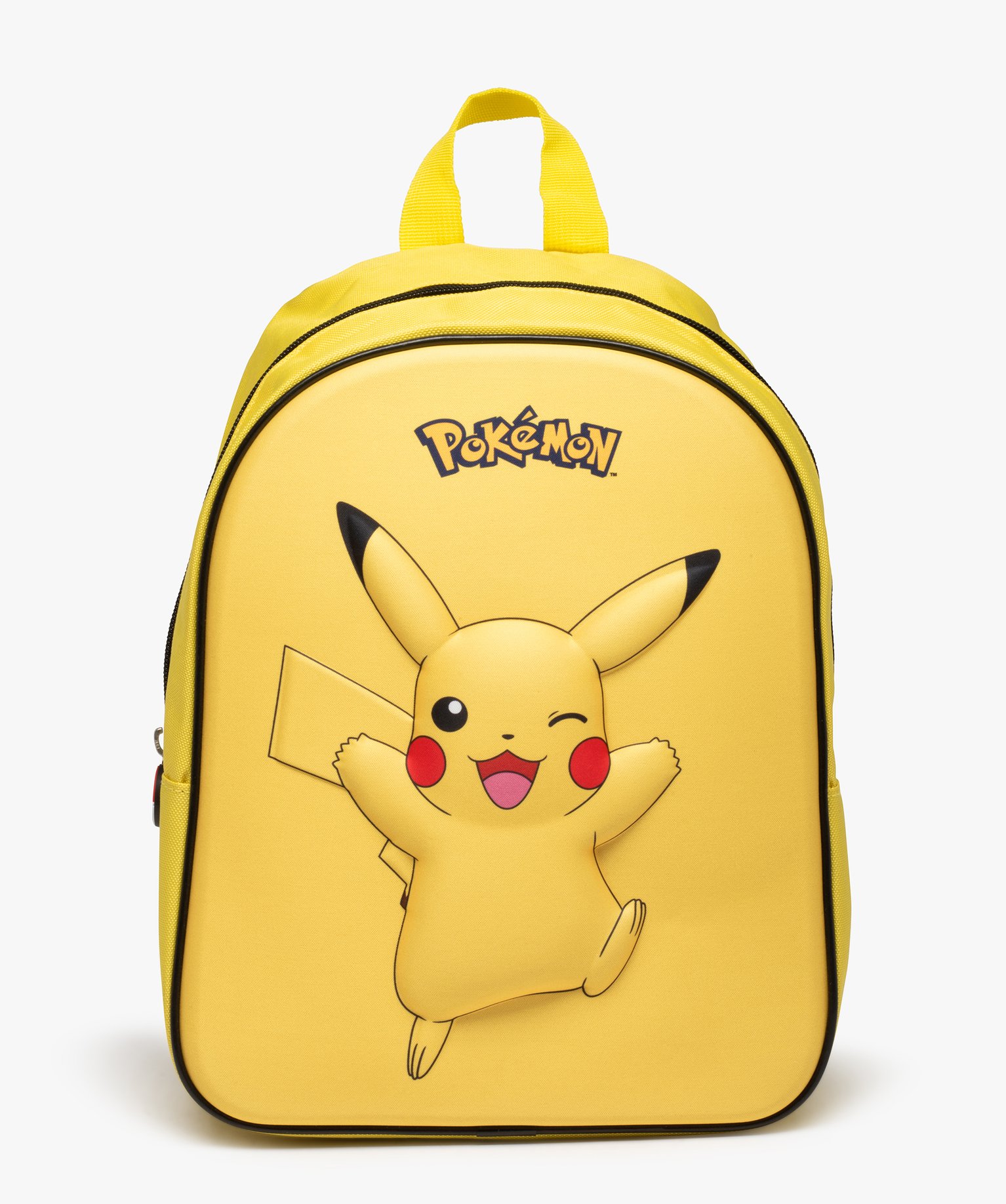 sac a dos garcon a imprime pikachu en relief - pokemon jaune