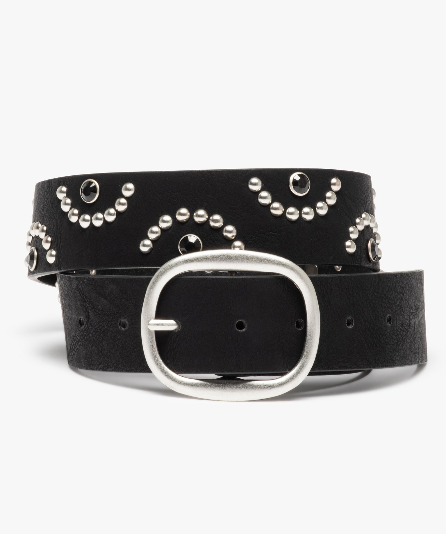 ceinture femme a clous argentes et gros strass noir autres accessoires femme GEMO