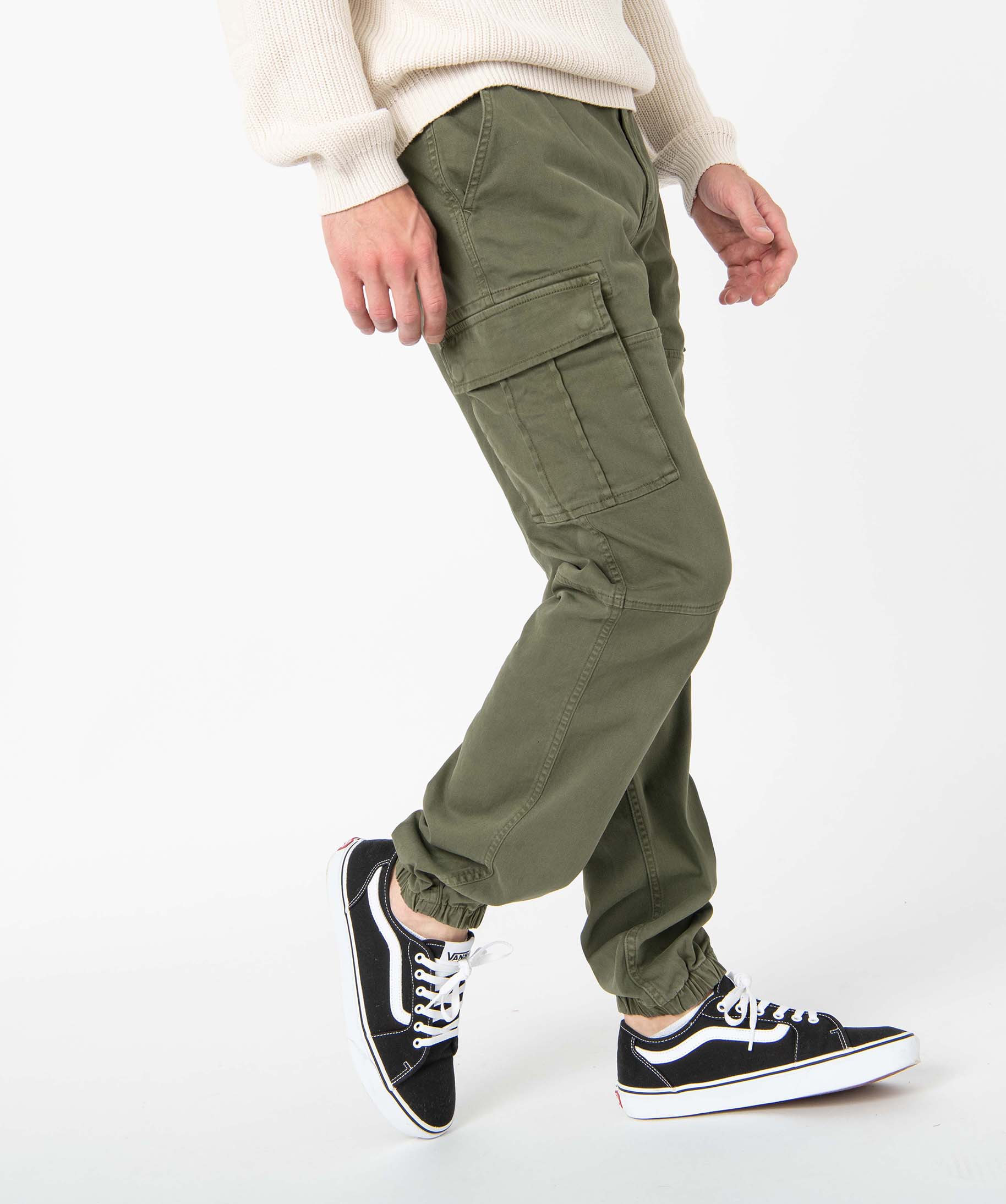 pantalon homme cargo coupe straight vert pantalons de costume
