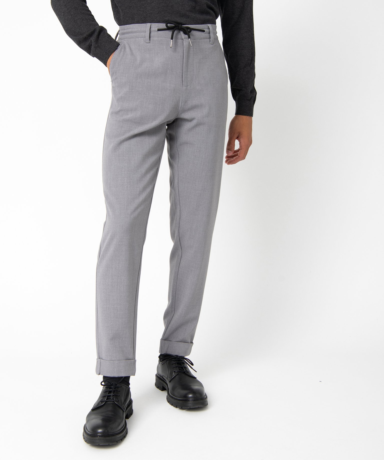 pantalon homme en toile avec taille ajustable gris pantalons de costume