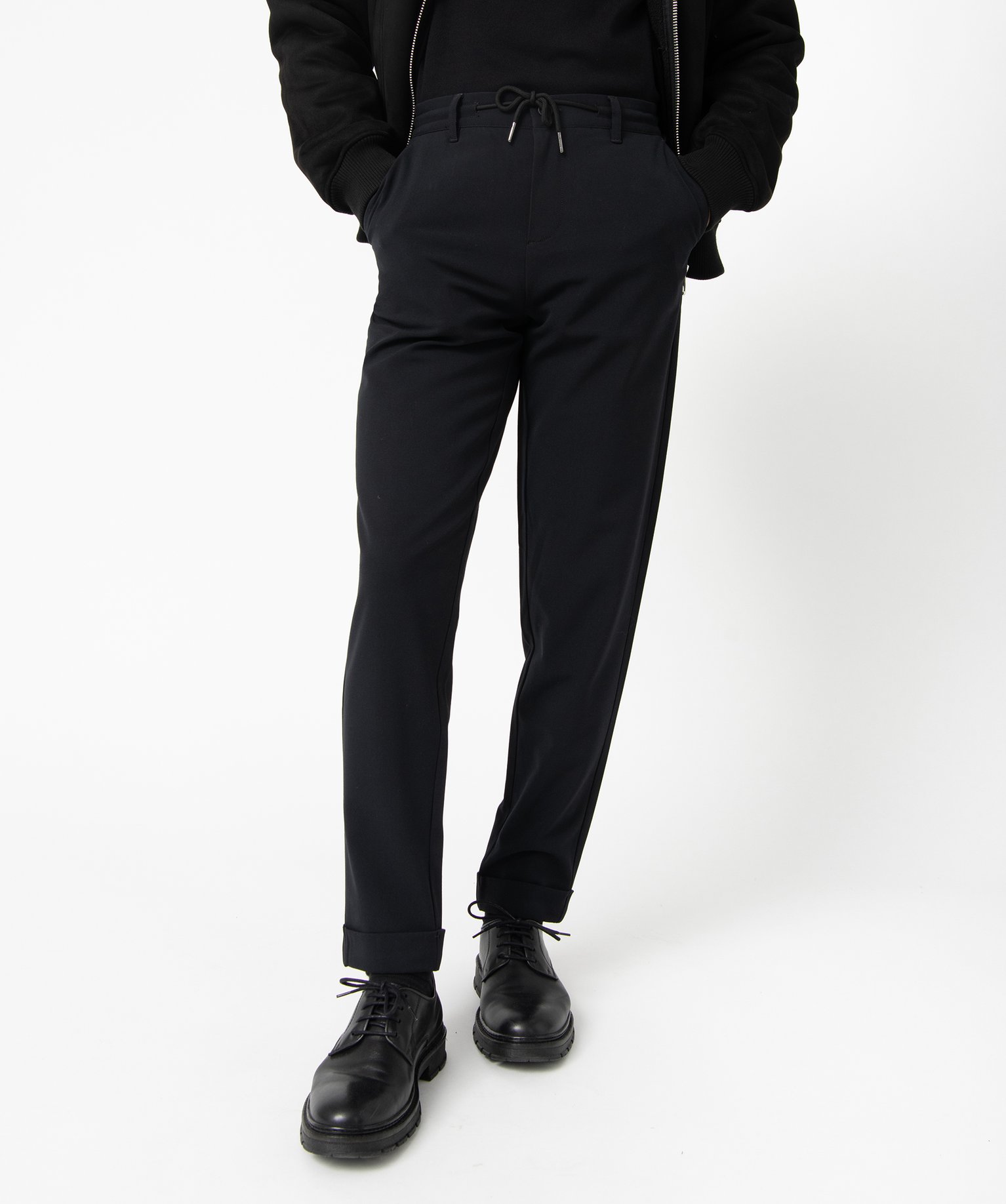 pantalon homme en toile avec taille ajustable noir pantalons de costume